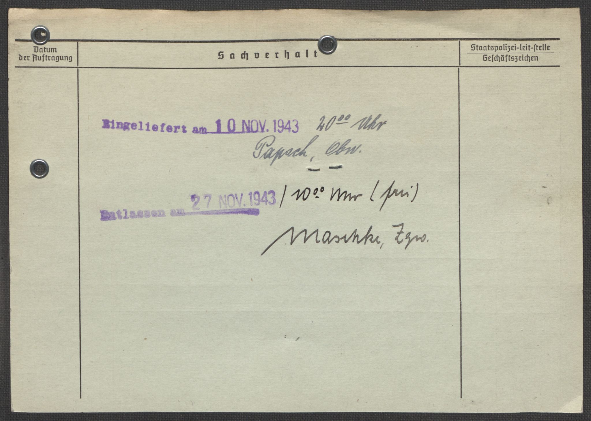 Befehlshaber der Sicherheitspolizei und des SD, AV/RA-RAFA-5969/E/Ea/Eaa/L0010: Register over norske fanger i Møllergata 19: Sø-Å, 1940-1945, p. 1259