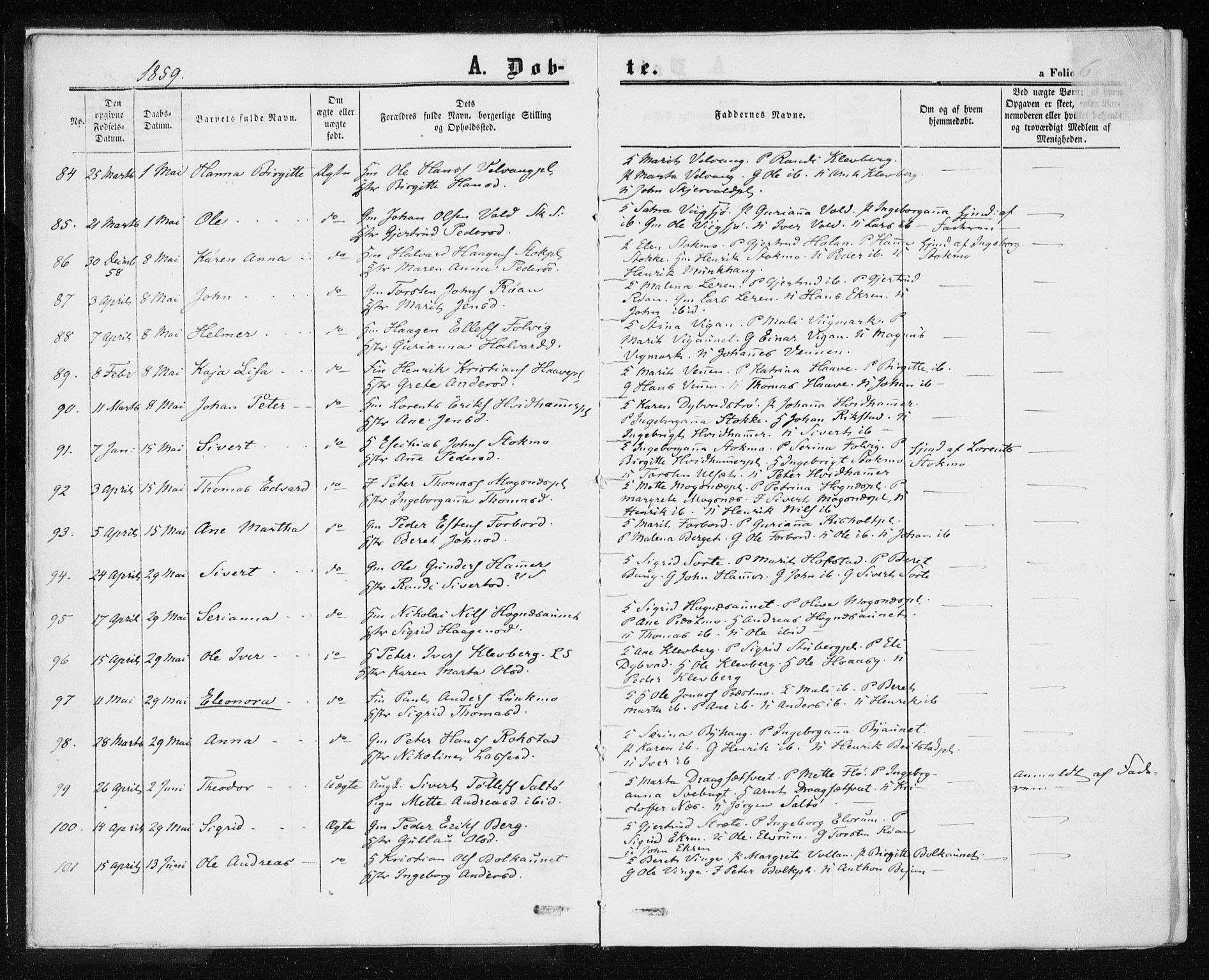 Ministerialprotokoller, klokkerbøker og fødselsregistre - Nord-Trøndelag, AV/SAT-A-1458/709/L0075: Parish register (official) no. 709A15, 1859-1870, p. 6