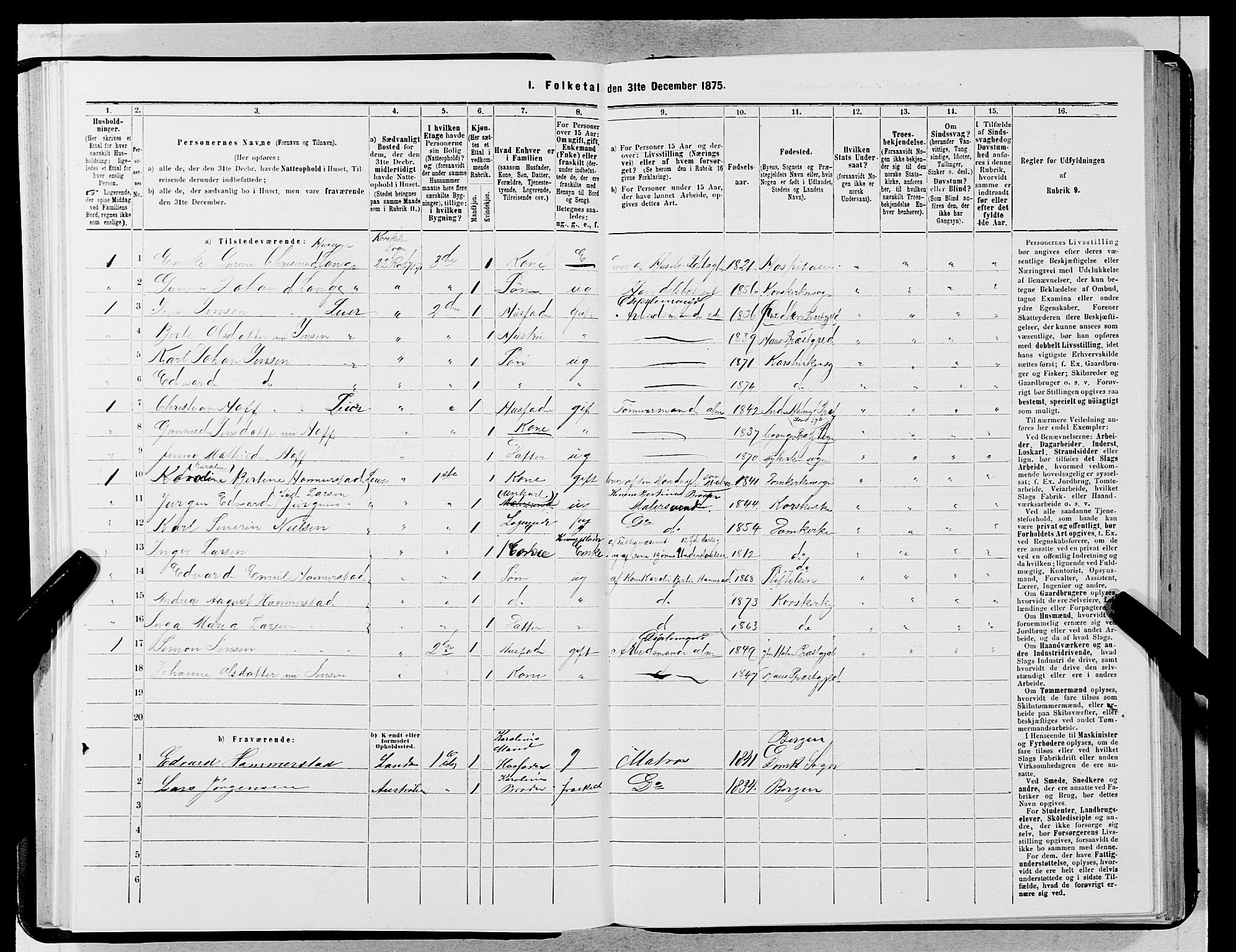 SAB, 1875 census for 1301 Bergen, 1875, p. 5004