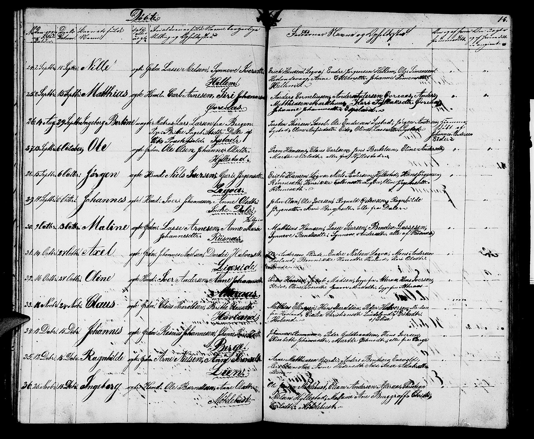Hyllestad sokneprestembete, SAB/A-80401: Parish register (copy) no. A 1, 1853-1875, p. 16