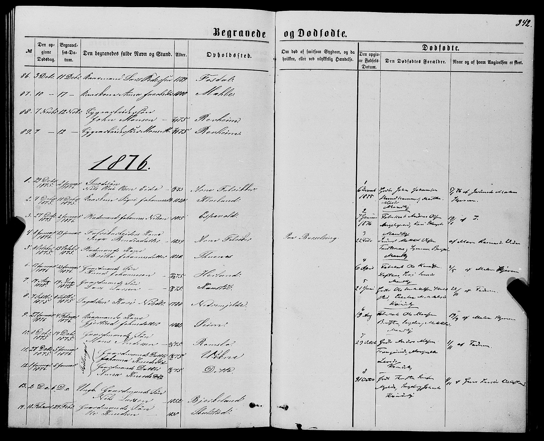 Haus sokneprestembete, SAB/A-75601/H/Haa: Parish register (official) no. A 18, 1871-1877, p. 342