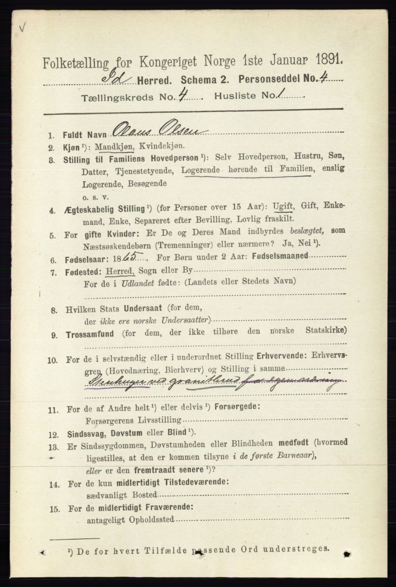 RA, 1891 census for 0117 Idd, 1891, p. 2852