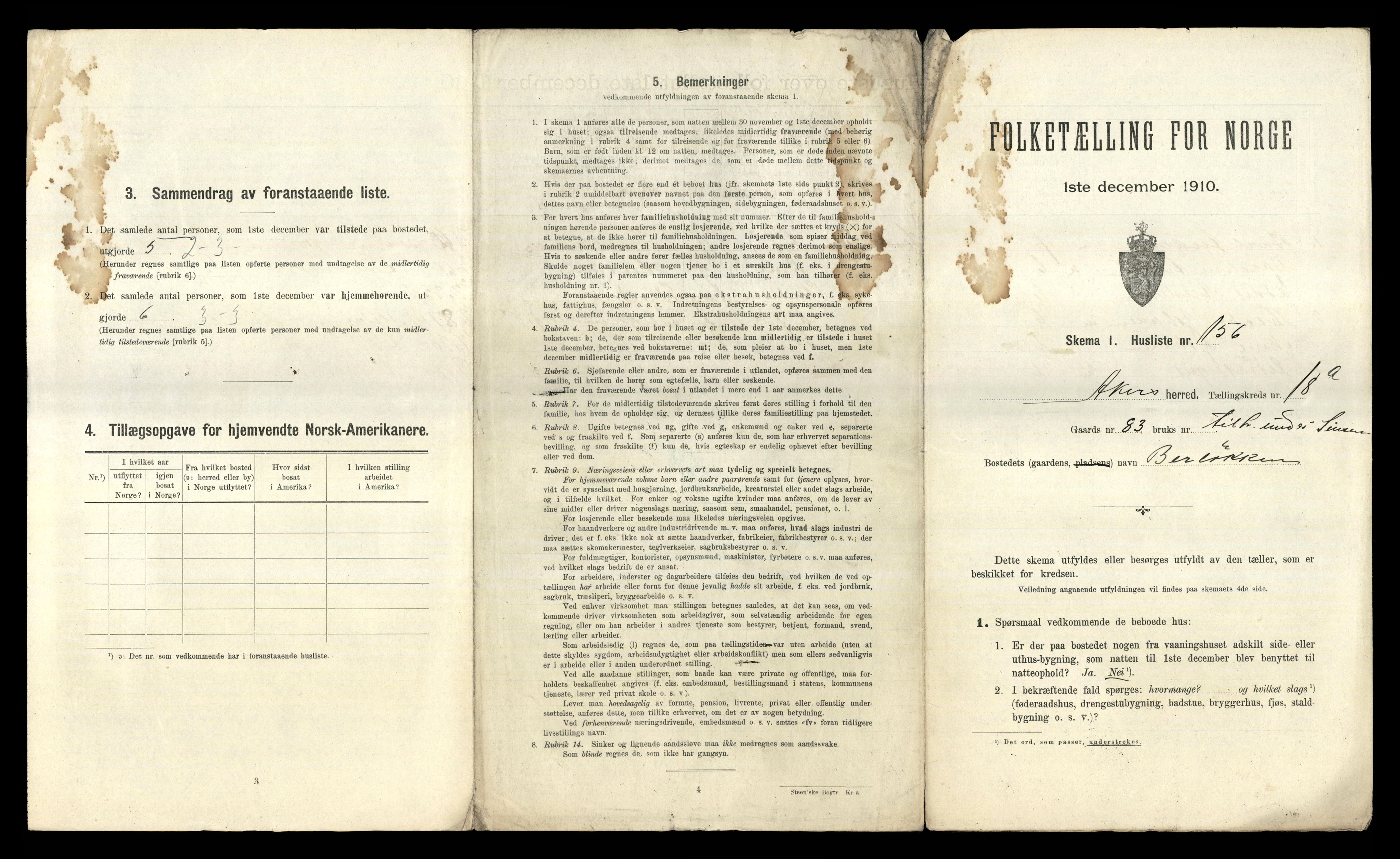 RA, 1910 census for Aker, 1910, p. 5877