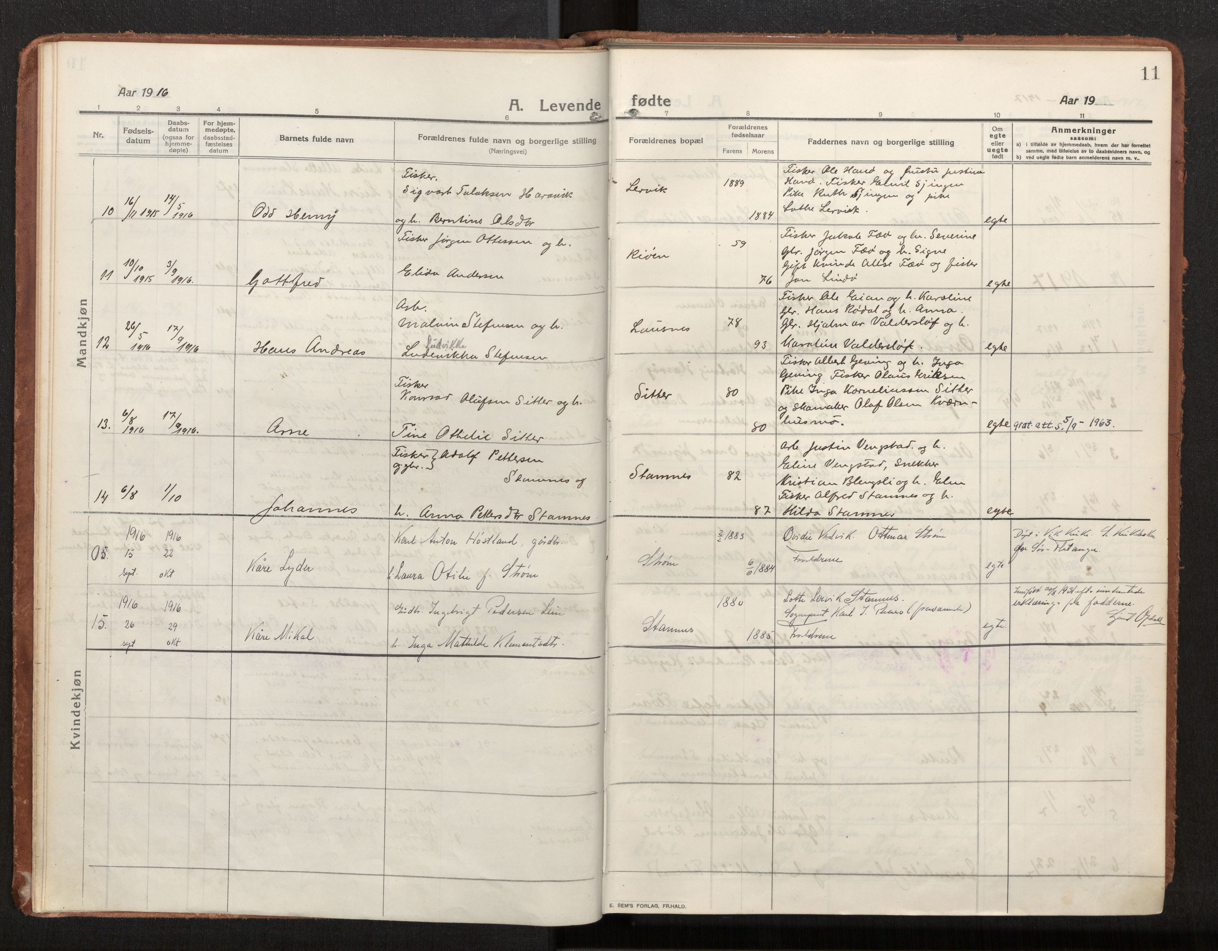 Ministerialprotokoller, klokkerbøker og fødselsregistre - Nord-Trøndelag, SAT/A-1458/772/L0604: Parish register (official) no. 772A02, 1913-1937, p. 11