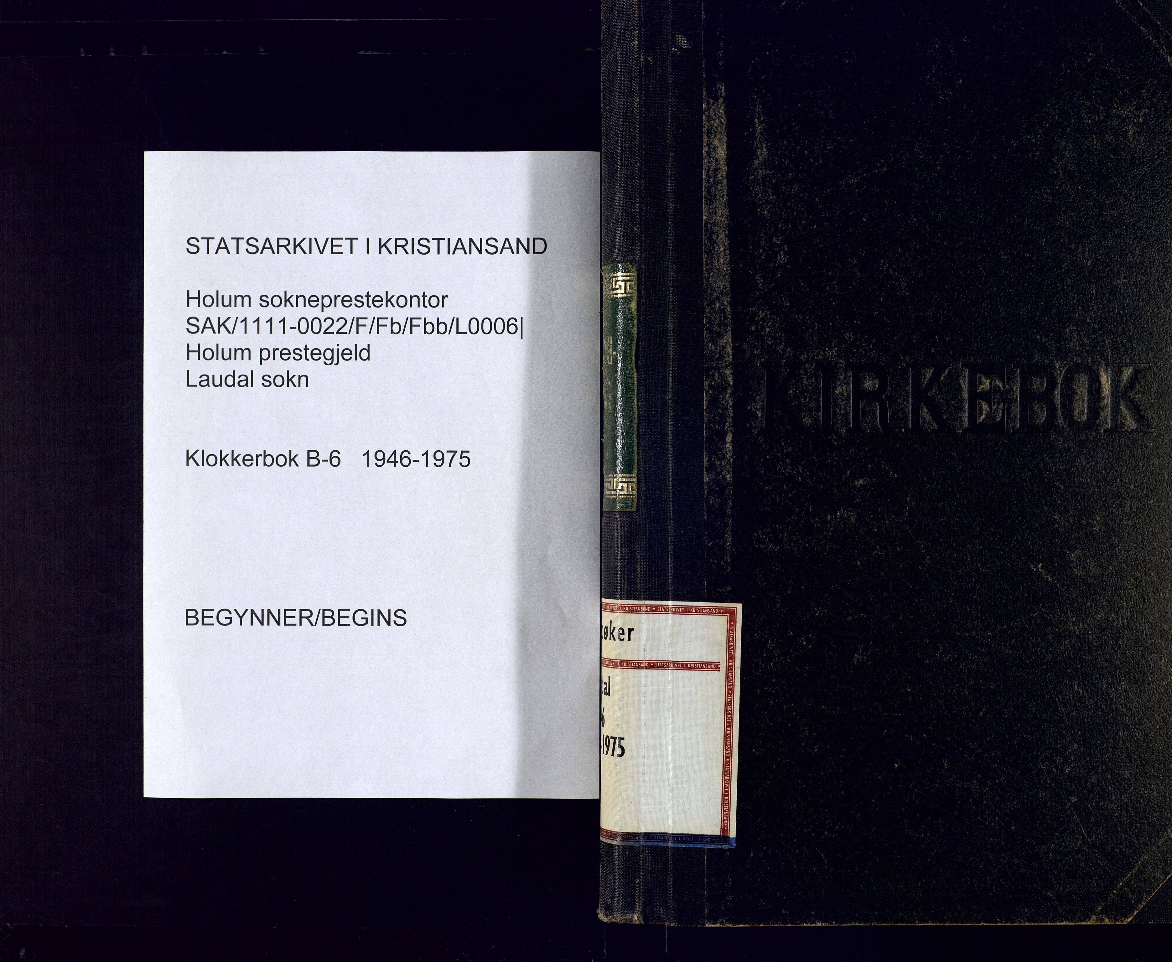 Holum sokneprestkontor, SAK/1111-0022/F/Fb/Fbb/L0006: Parish register (copy) no. B-6, 1946-1975