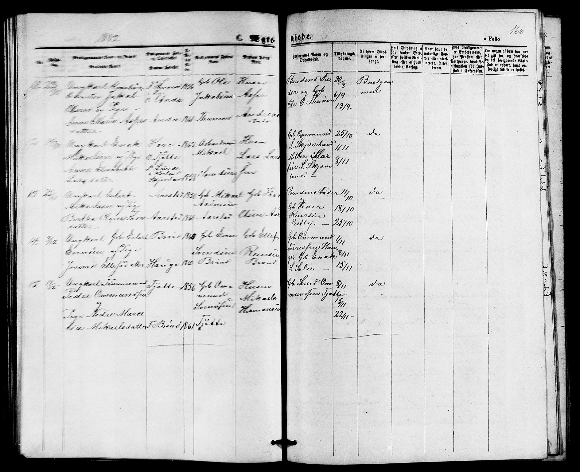 Klepp sokneprestkontor, AV/SAST-A-101803/001/3/30BB/L0003: Parish register (copy) no. B 3, 1876-1888, p. 166