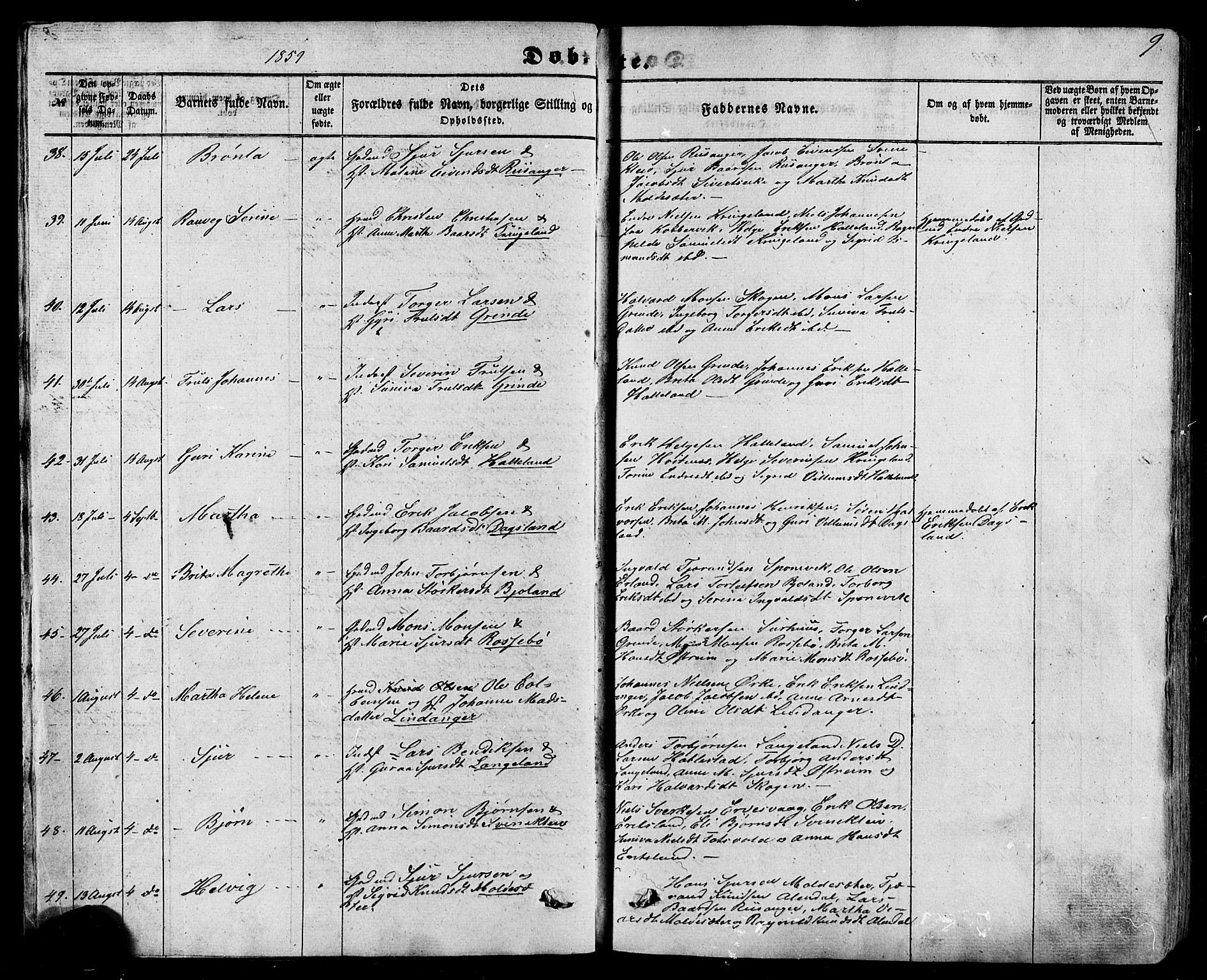 Skjold sokneprestkontor, AV/SAST-A-101847/H/Ha/Haa/L0008: Parish register (official) no. A 8, 1856-1882, p. 9