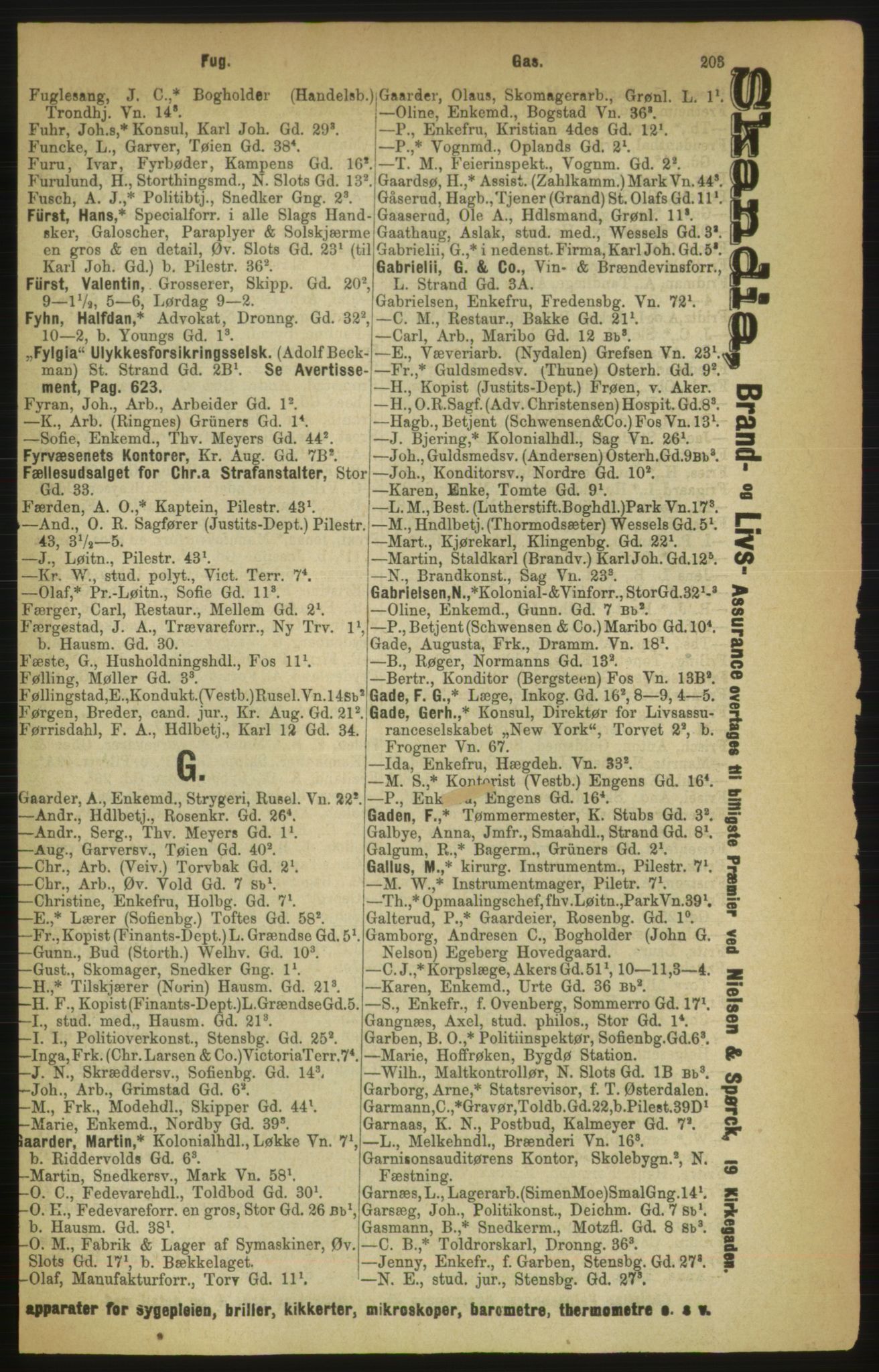 Kristiania/Oslo adressebok, PUBL/-, 1888, p. 203