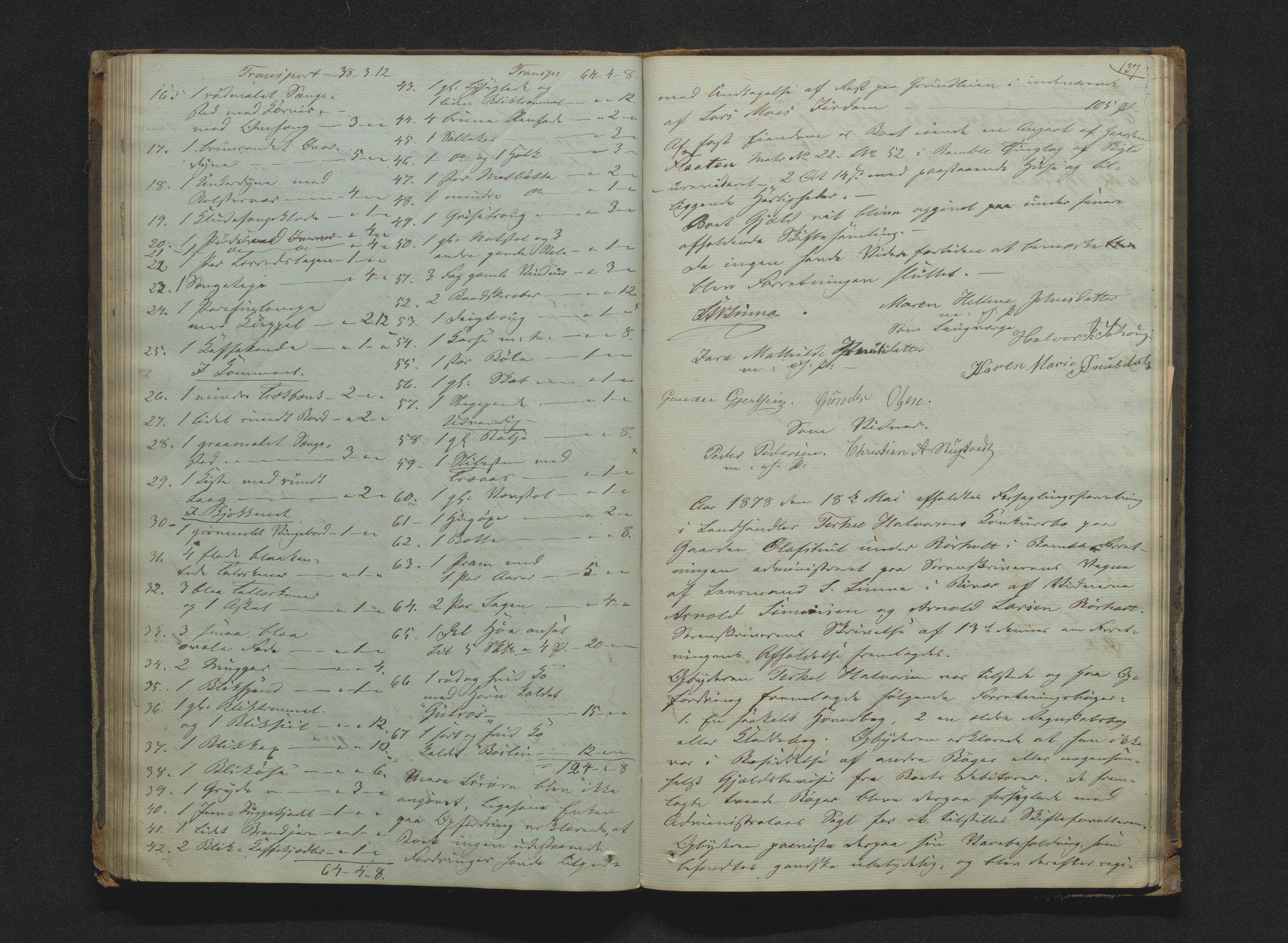 Bamble sorenskriveri, AV/SAKO-A-214/H/Hb/Hbb/Hbbb/L0001/0003: Skifteregisteringsprotokoll  / Skifteregisteringsprotokoll 3, 1860-1882, p. 136-137