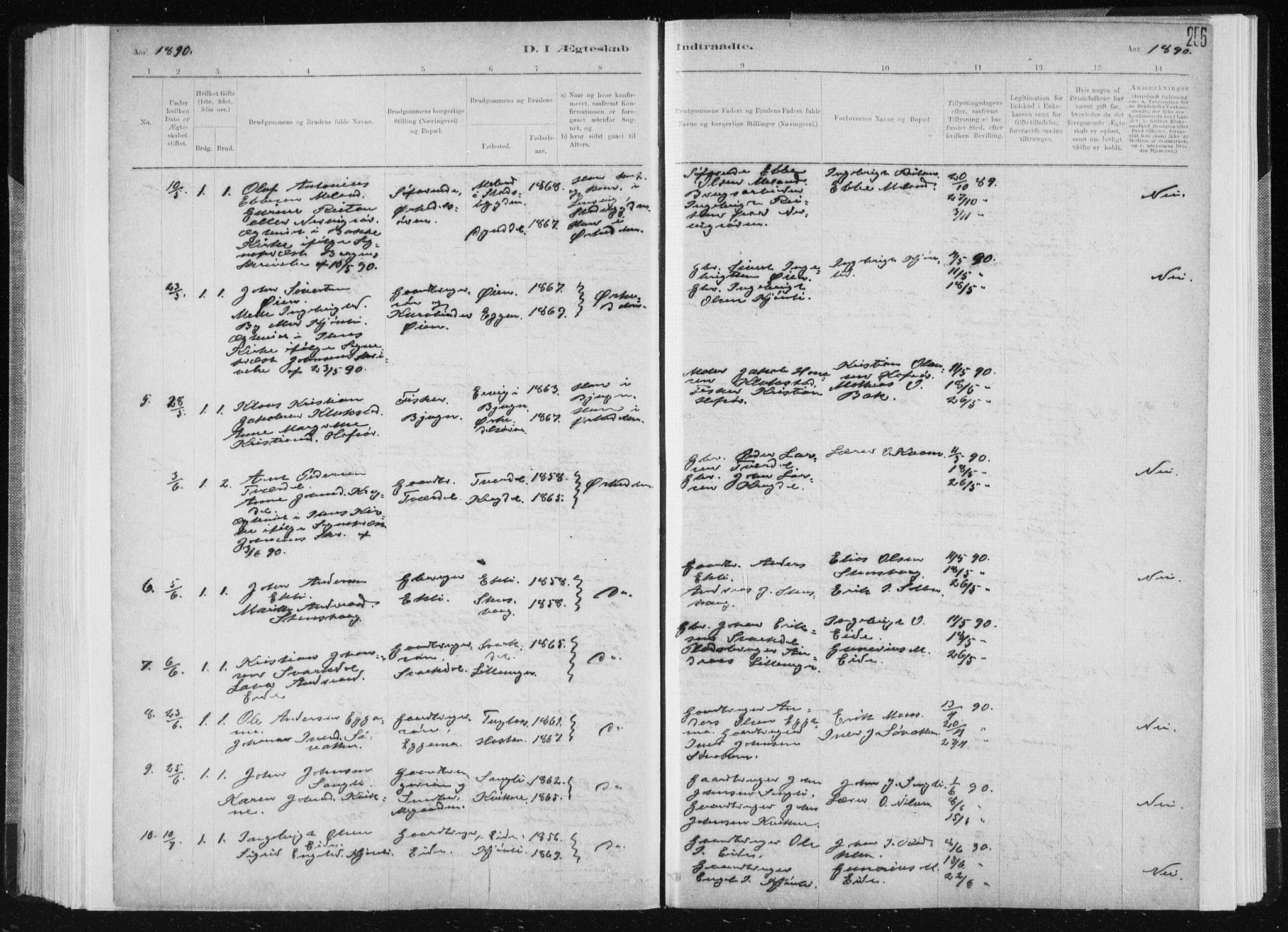 Ministerialprotokoller, klokkerbøker og fødselsregistre - Sør-Trøndelag, SAT/A-1456/668/L0818: Parish register (copy) no. 668C07, 1885-1898, p. 255