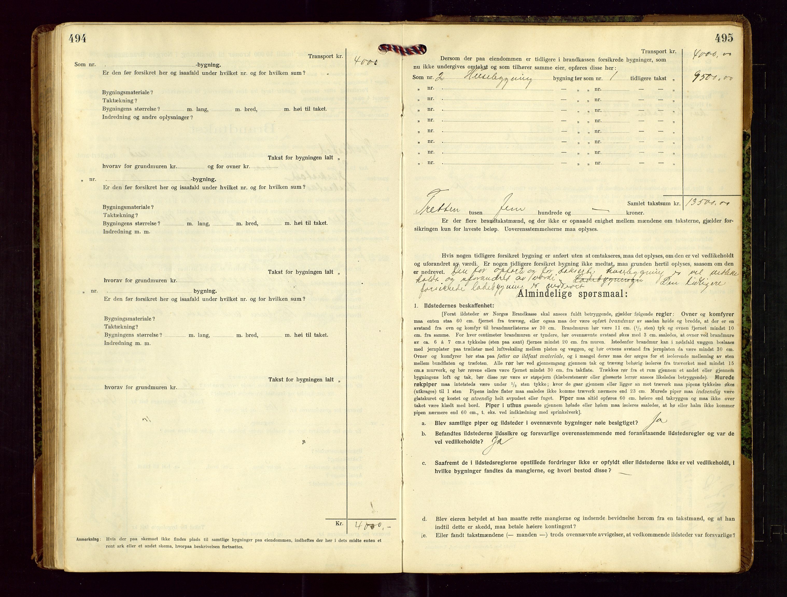 Heskestad lensmannskontor, SAST/A-100304/Gob/L0002: "Brandtakstprotokol", 1915-1922, p. 494-495