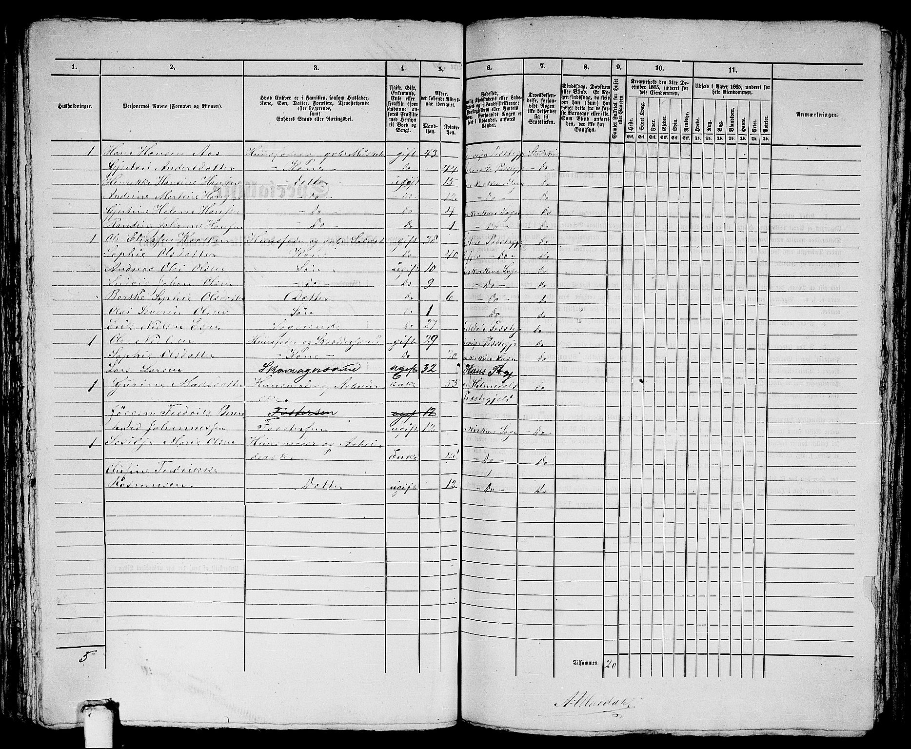 RA, 1865 census for Bergen, 1865, p. 2384