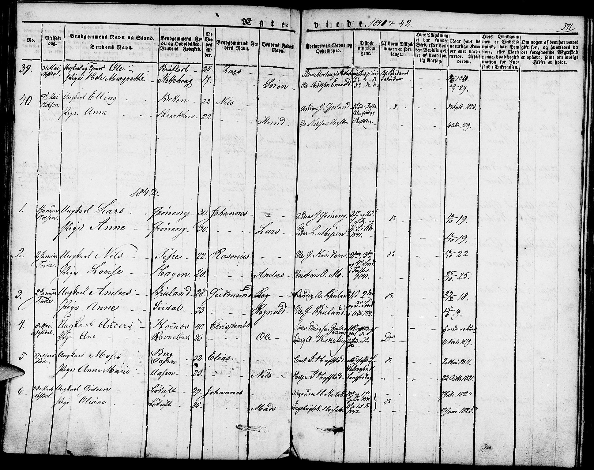 Førde sokneprestembete, AV/SAB-A-79901/H/Haa/Haaa/L0006: Parish register (official) no. A 6, 1821-1842, p. 371