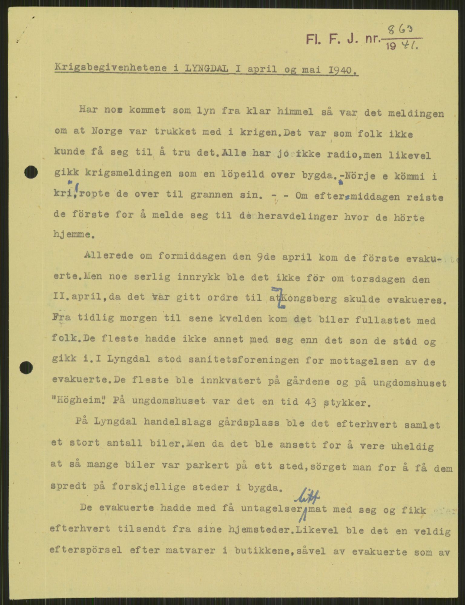 Forsvaret, Forsvarets krigshistoriske avdeling, AV/RA-RAFA-2017/Y/Ya/L0014: II-C-11-31 - Fylkesmenn.  Rapporter om krigsbegivenhetene 1940., 1940, p. 324