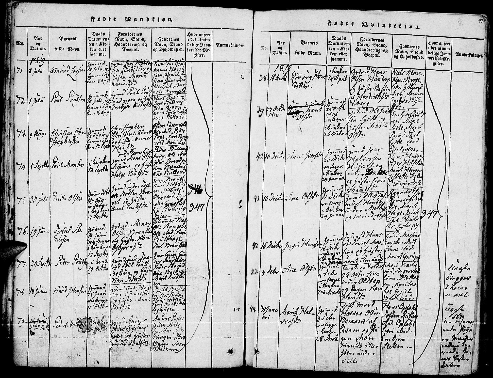 Fron prestekontor, SAH/PREST-078/H/Ha/Haa/L0002: Parish register (official) no. 2, 1816-1827, p. 47