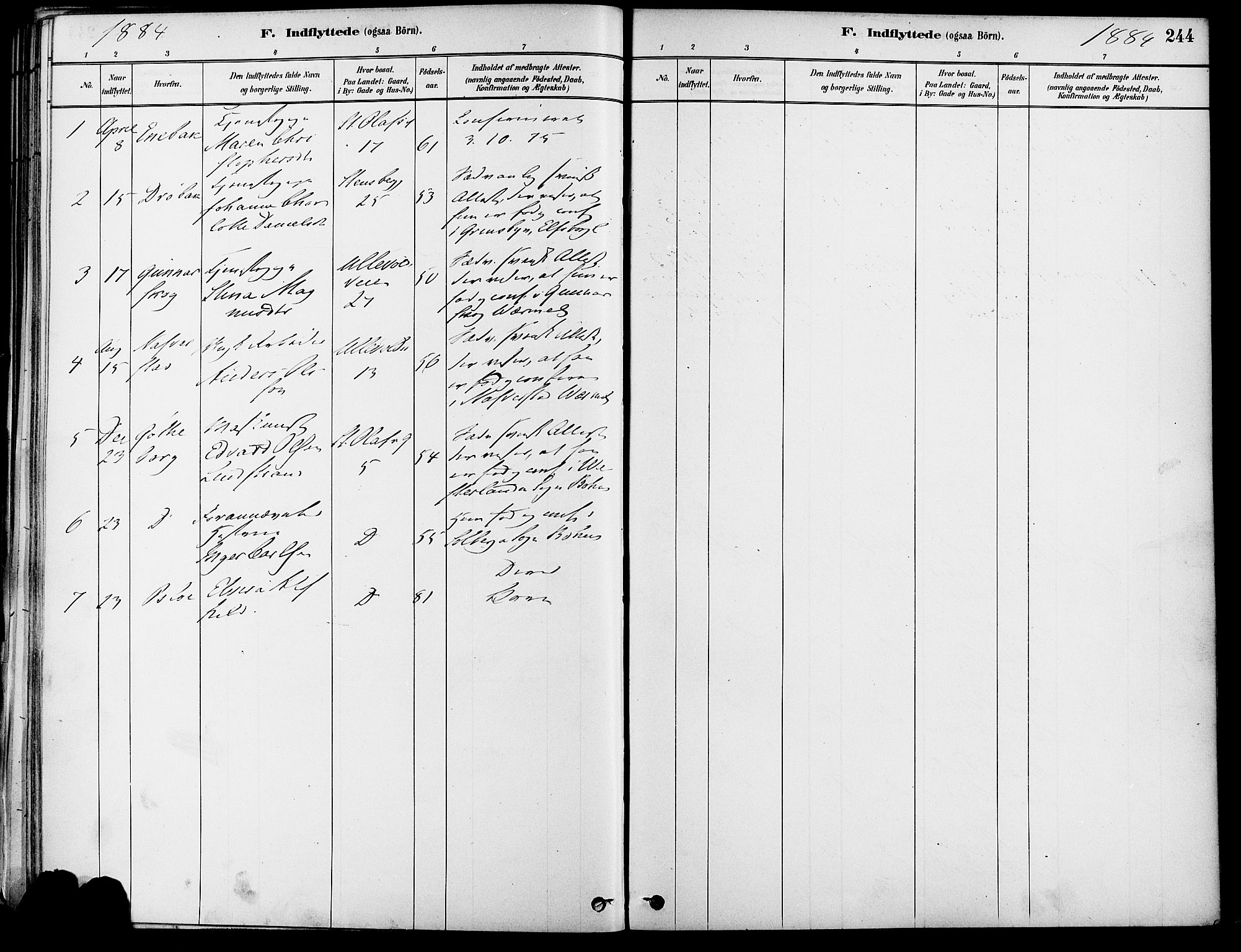 Gamle Aker prestekontor Kirkebøker, SAO/A-10617a/F/L0007: Parish register (official) no. 7, 1882-1890, p. 244
