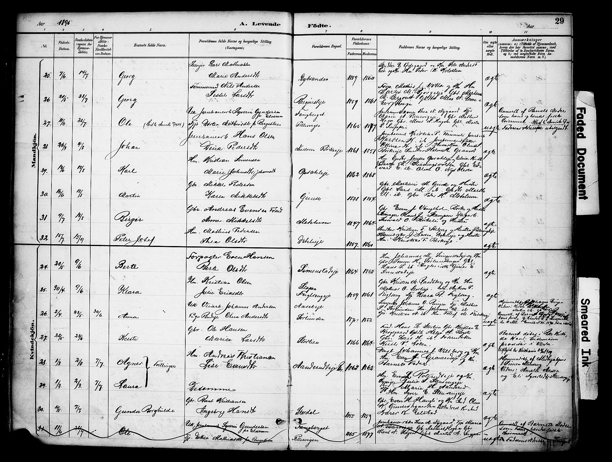 Ringsaker prestekontor, AV/SAH-PREST-014/K/Ka/L0016: Parish register (official) no. 16, 1891-1904, p. 29