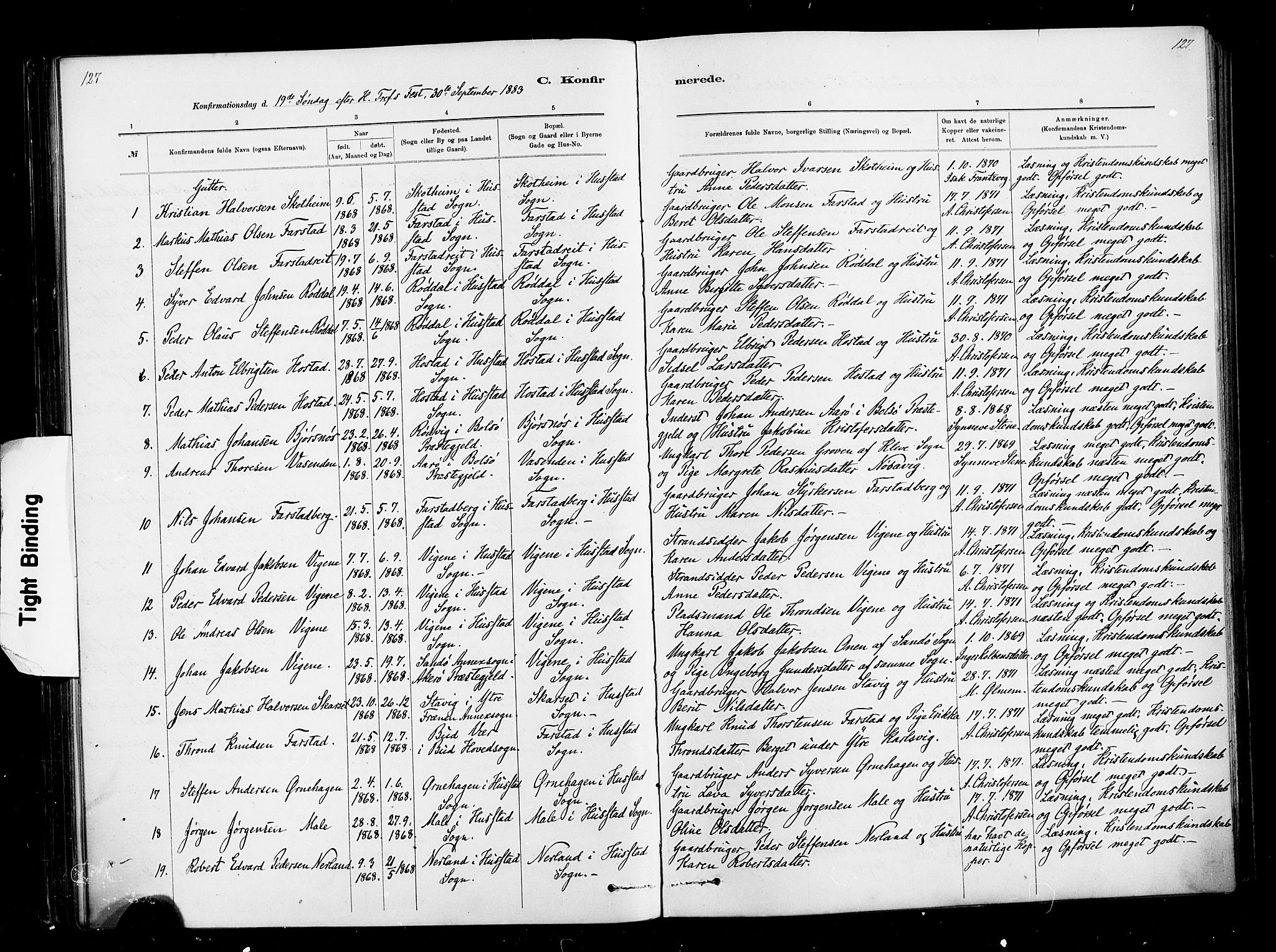 Ministerialprotokoller, klokkerbøker og fødselsregistre - Møre og Romsdal, AV/SAT-A-1454/567/L0778: Parish register (official) no. 567A01, 1881-1903, p. 127