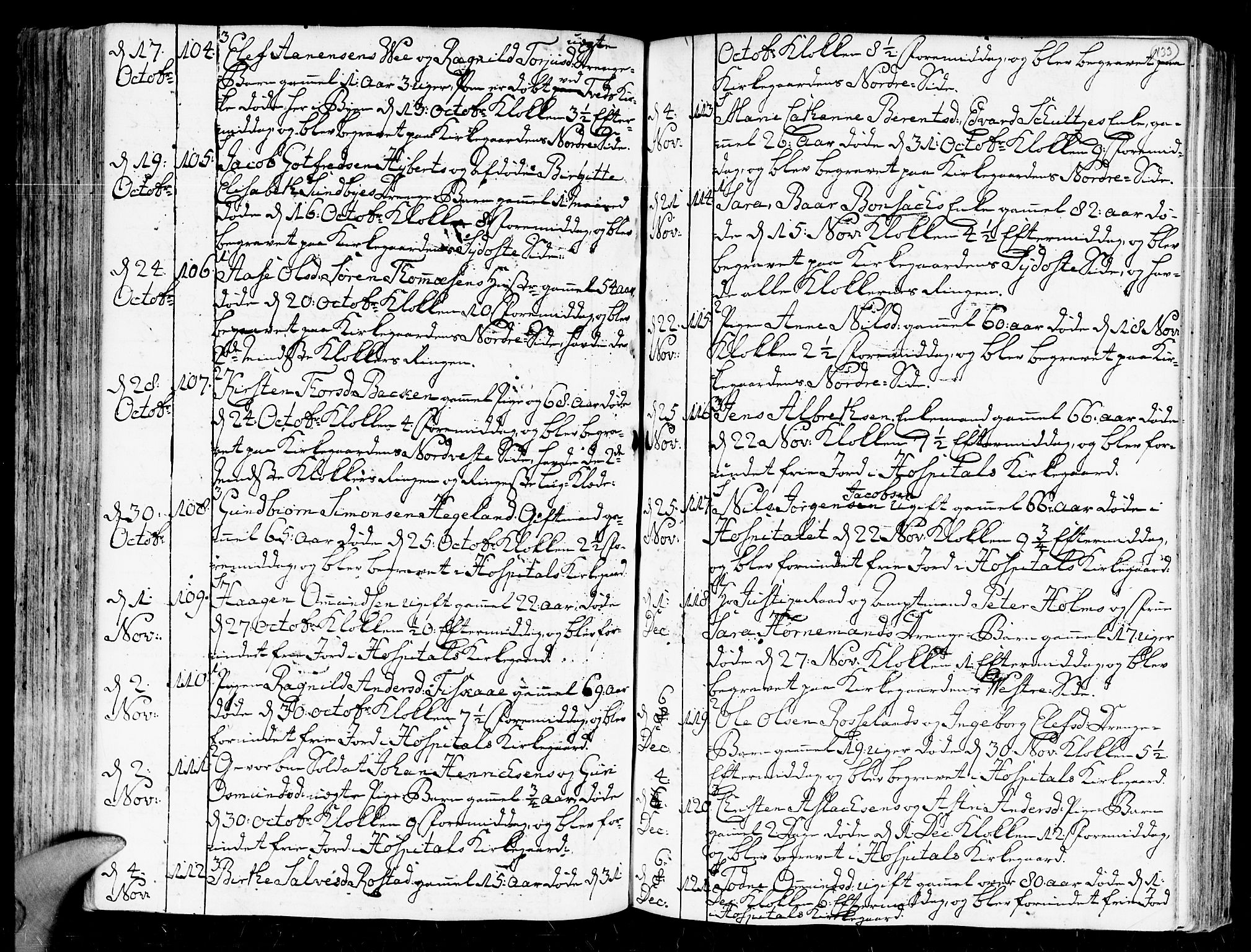 Kristiansand domprosti, AV/SAK-1112-0006/F/Fa/L0004: Parish register (official) no. A 4, 1762-1794, p. 133