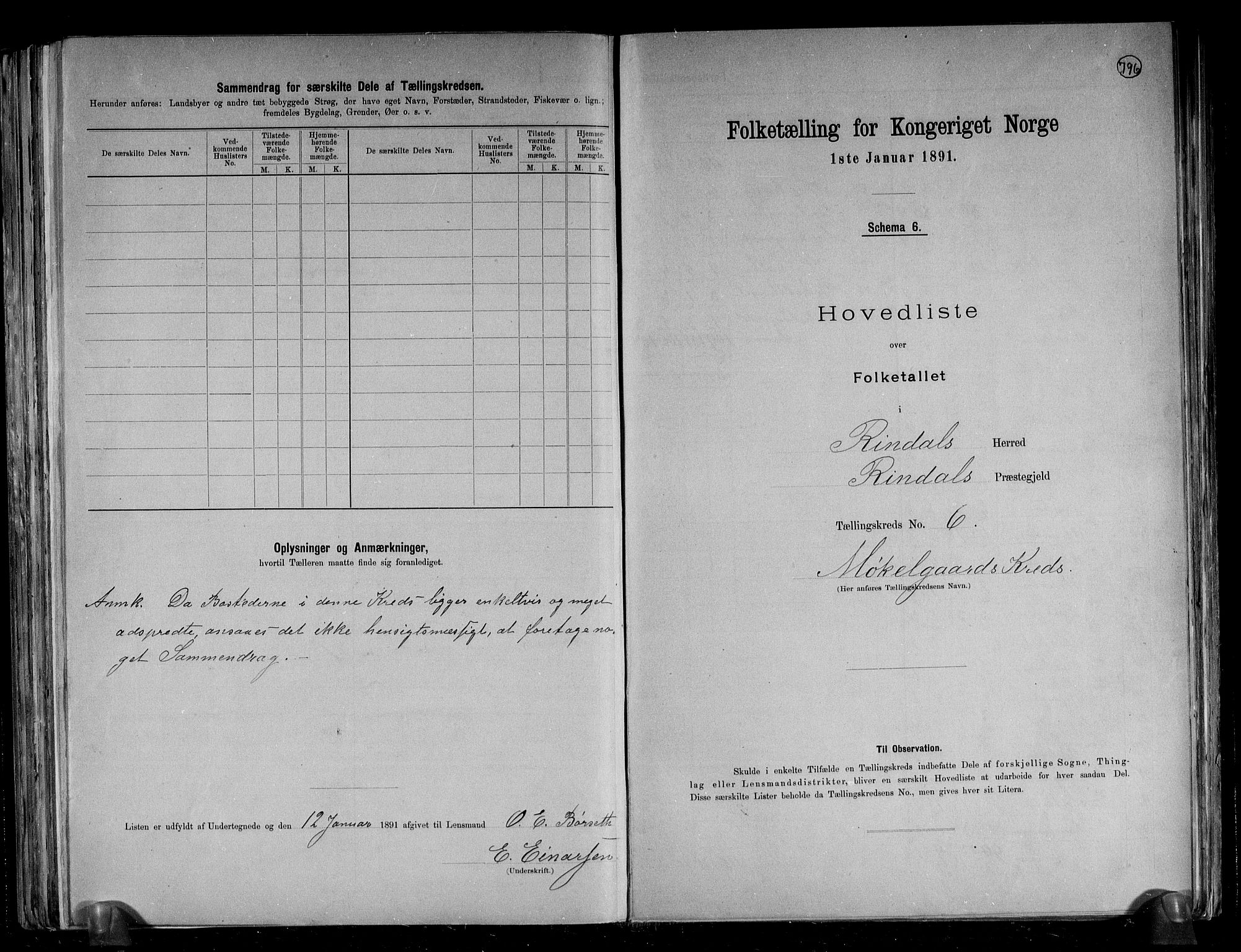 RA, 1891 census for 1567 Rindal, 1891, p. 14