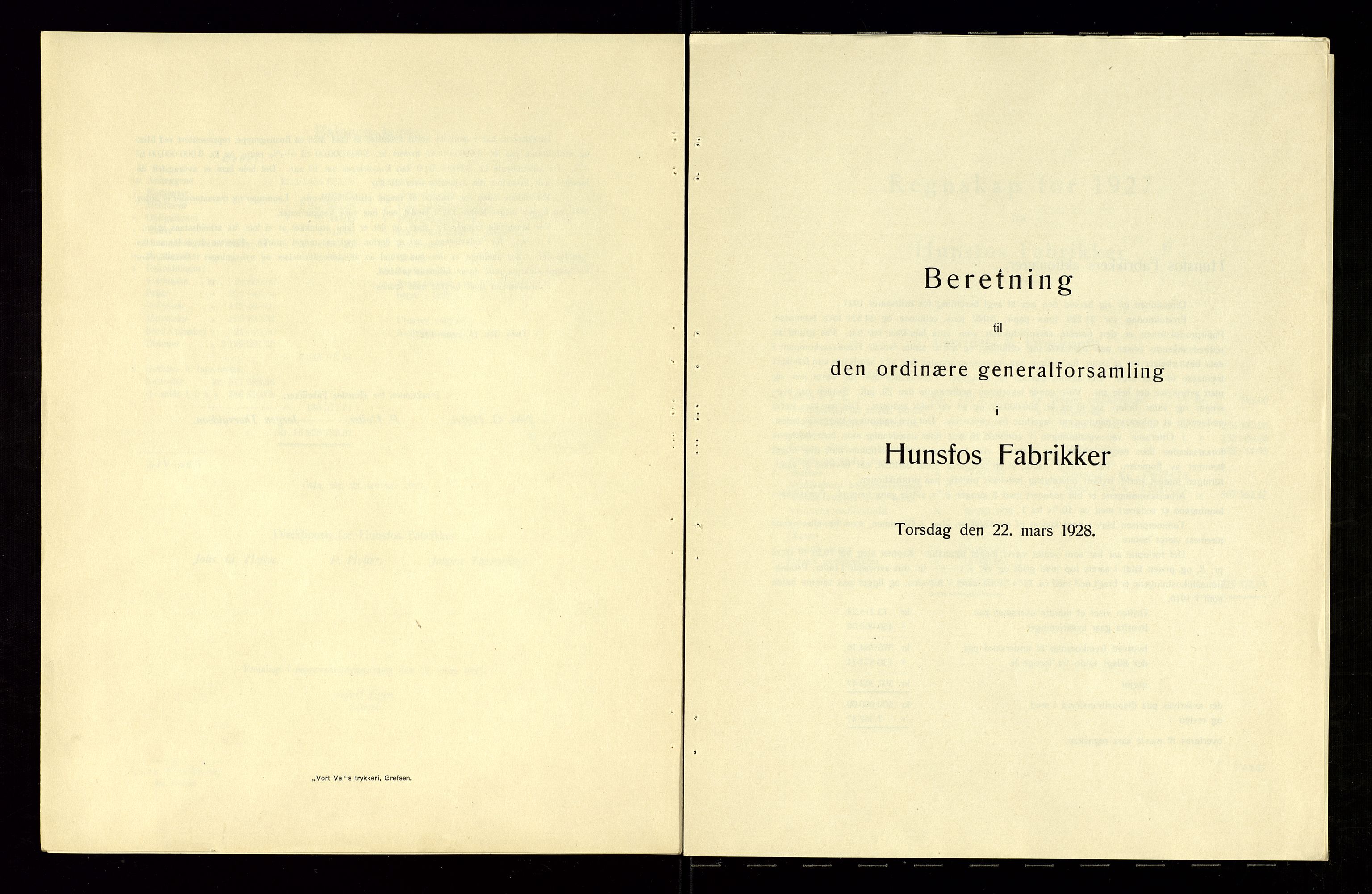 Hunsfos fabrikker, SAK/D/1440/01/L0001/0003: Vedtekter, anmeldelser og årsberetninger / Årsberetninger og regnskap, 1918-1989, p. 41