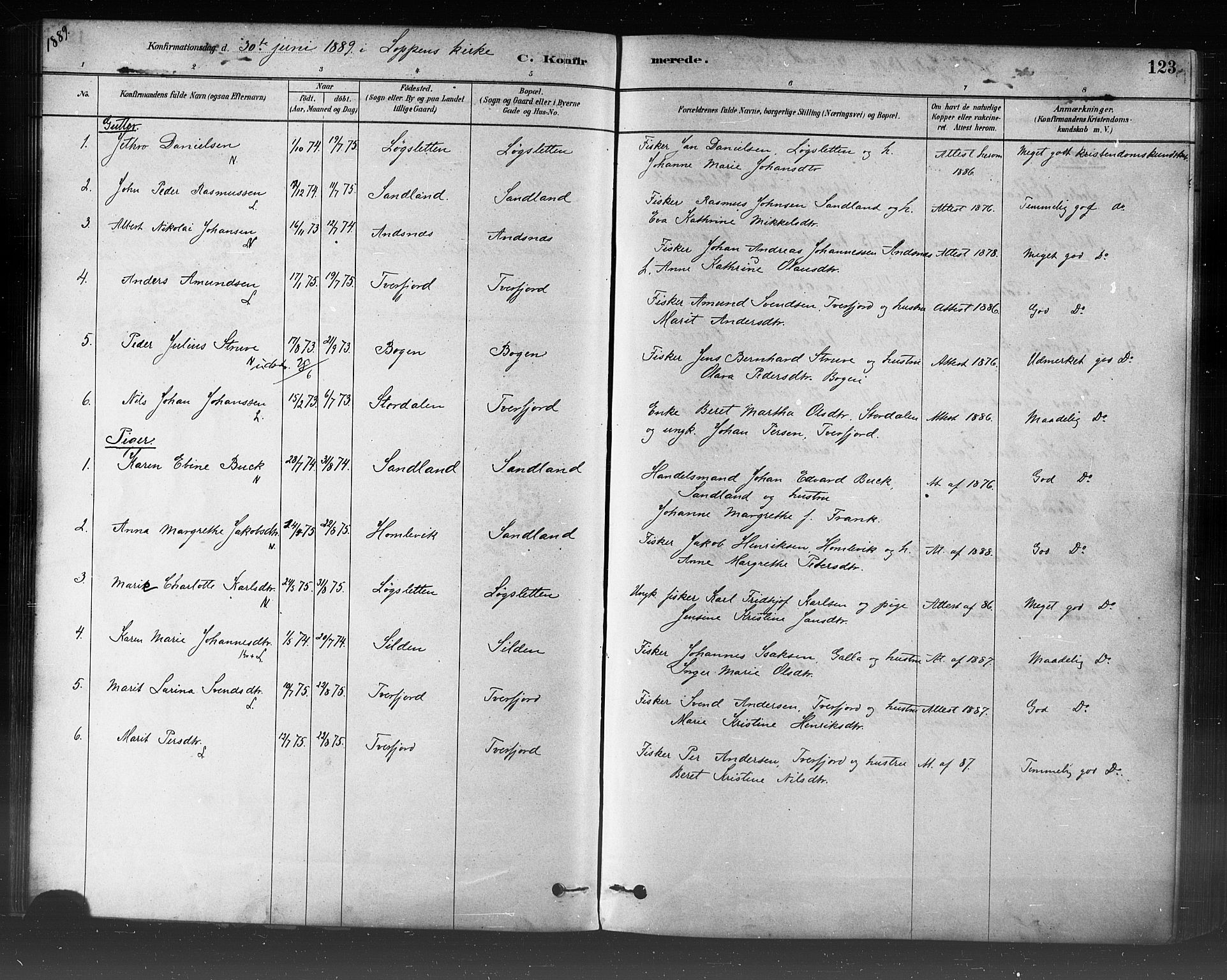 Loppa sokneprestkontor, SATØ/S-1339/H/Ha/L0006kirke: Parish register (official) no. 6, 1879-1895, p. 123