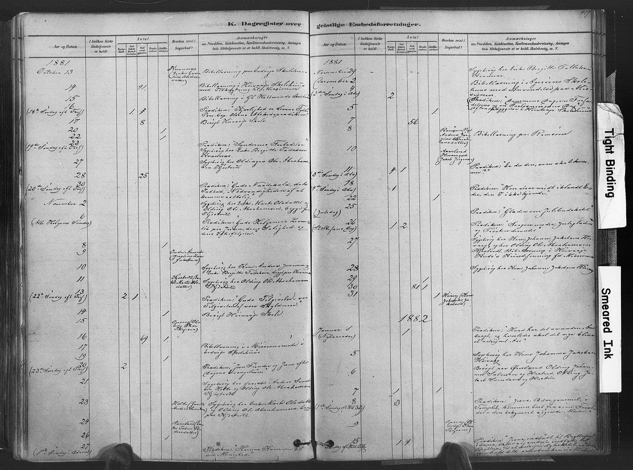 Høvåg sokneprestkontor, SAK/1111-0025/F/Fa/L0005: Parish register (official) no. A 5, 1878-1893, p. 417