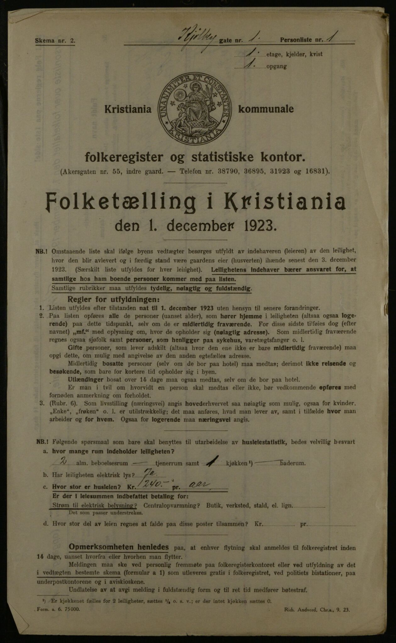 OBA, Municipal Census 1923 for Kristiania, 1923, p. 57854