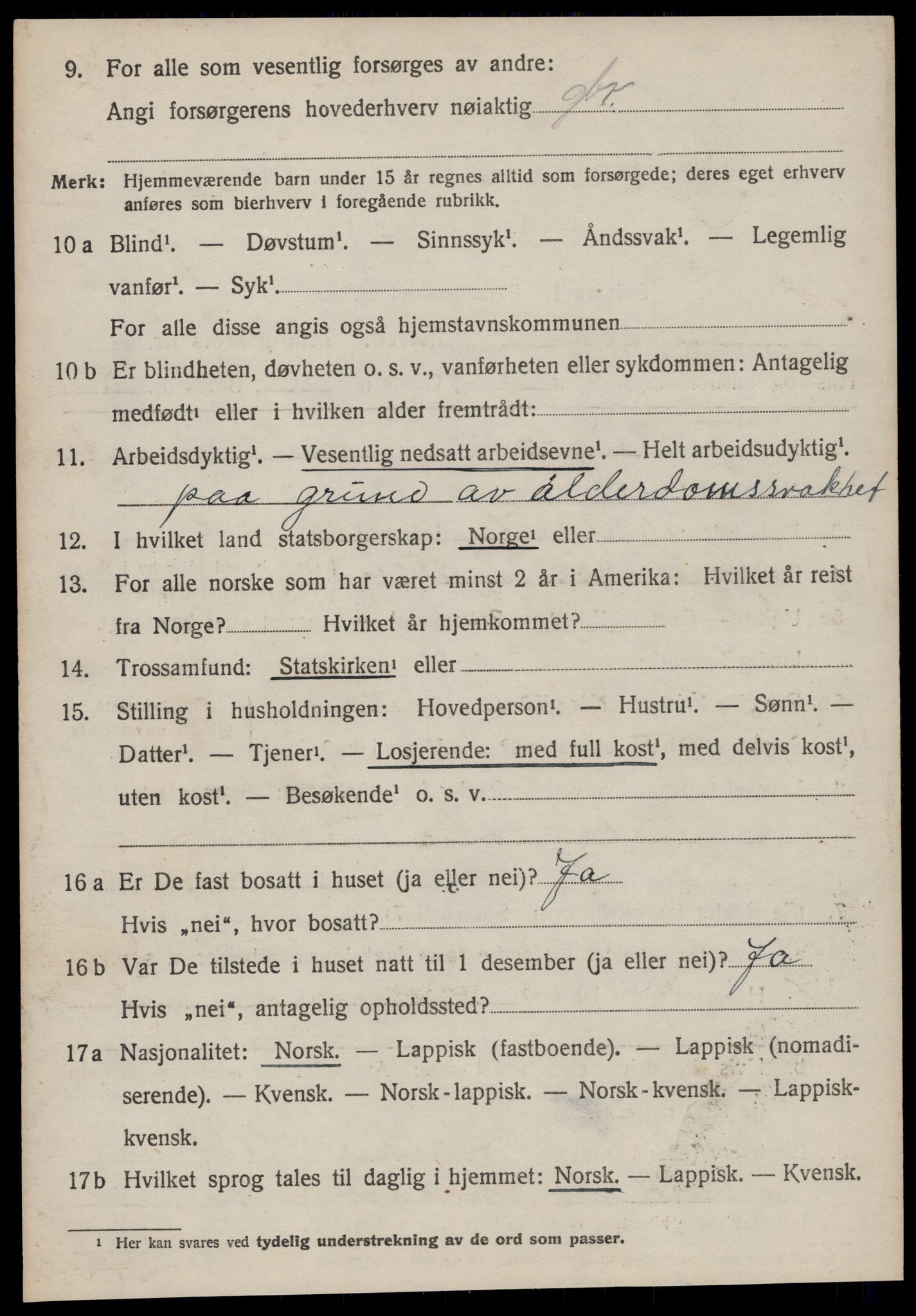 SAT, 1920 census for Sandstad, 1920, p. 352