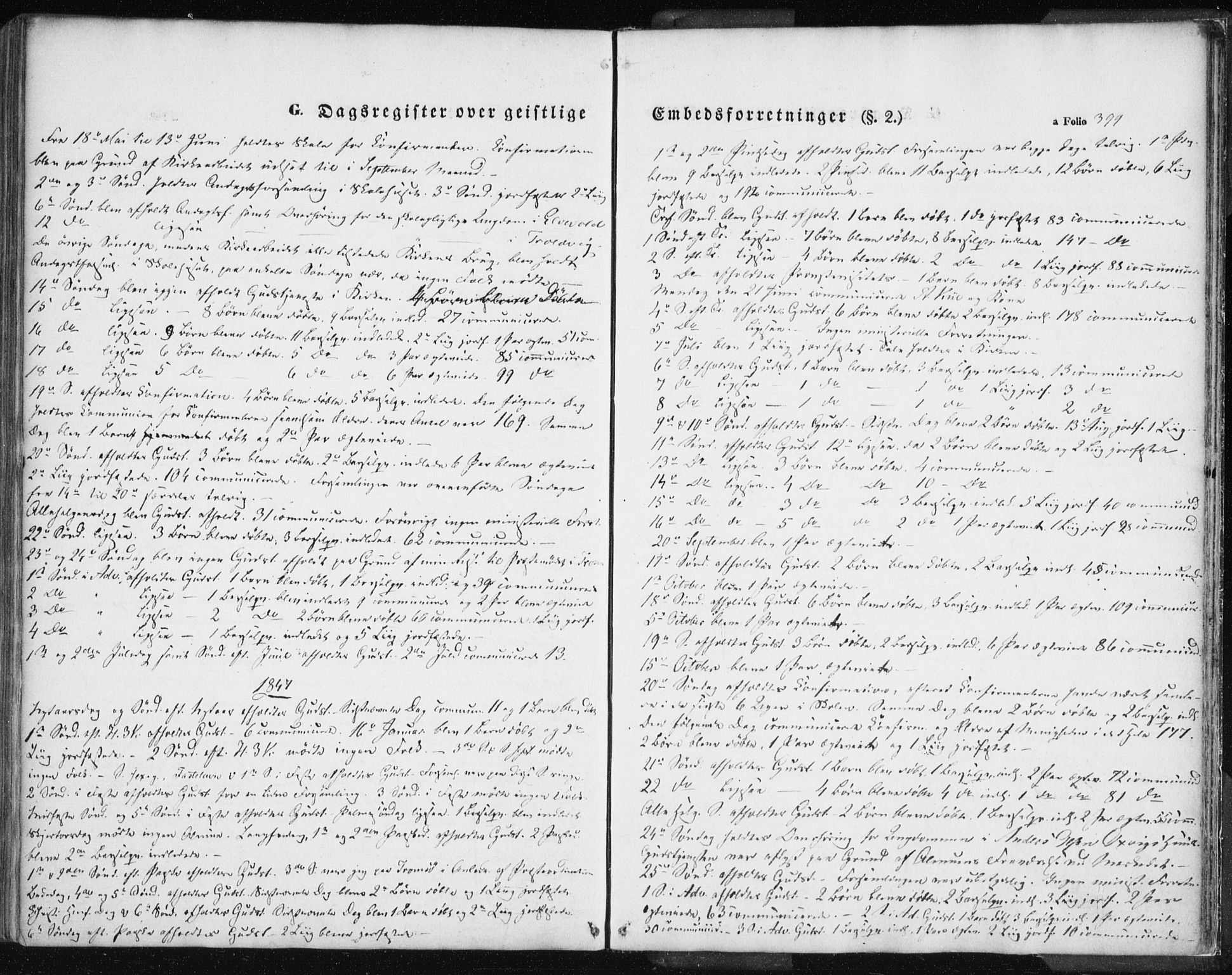Lyngen sokneprestembete, AV/SATØ-S-1289/H/He/Hea/L0004kirke: Parish register (official) no. 4, 1839-1858, p. 399