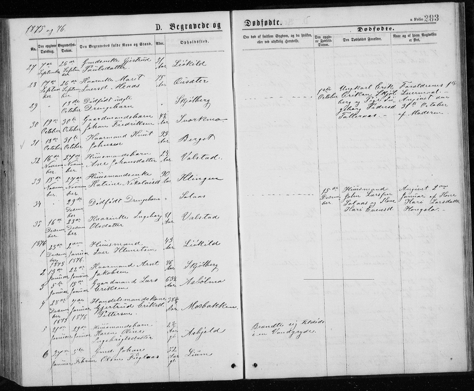 Ministerialprotokoller, klokkerbøker og fødselsregistre - Sør-Trøndelag, SAT/A-1456/671/L0843: Parish register (copy) no. 671C02, 1873-1892, p. 283