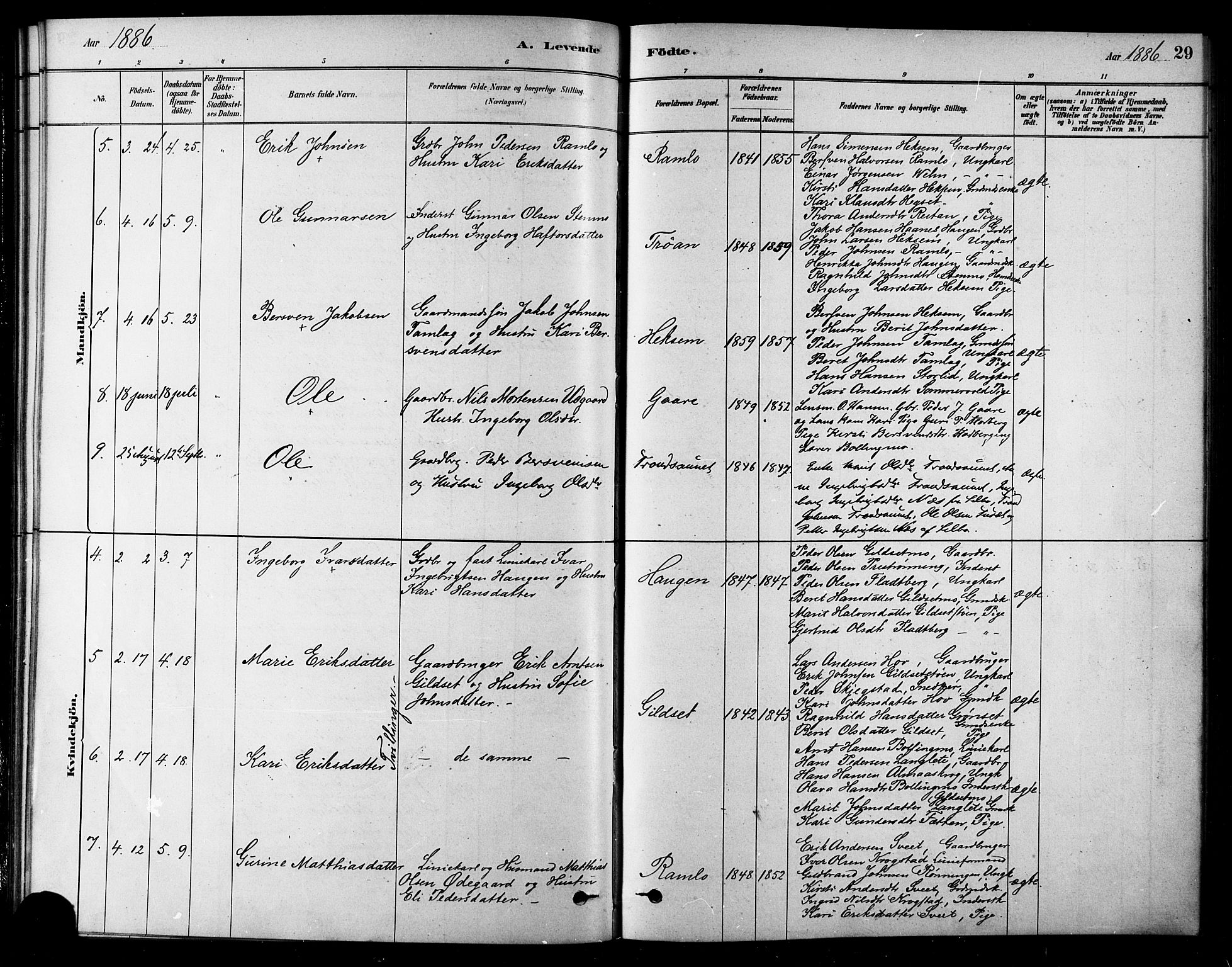 Ministerialprotokoller, klokkerbøker og fødselsregistre - Sør-Trøndelag, SAT/A-1456/685/L0972: Parish register (official) no. 685A09, 1879-1890, p. 29