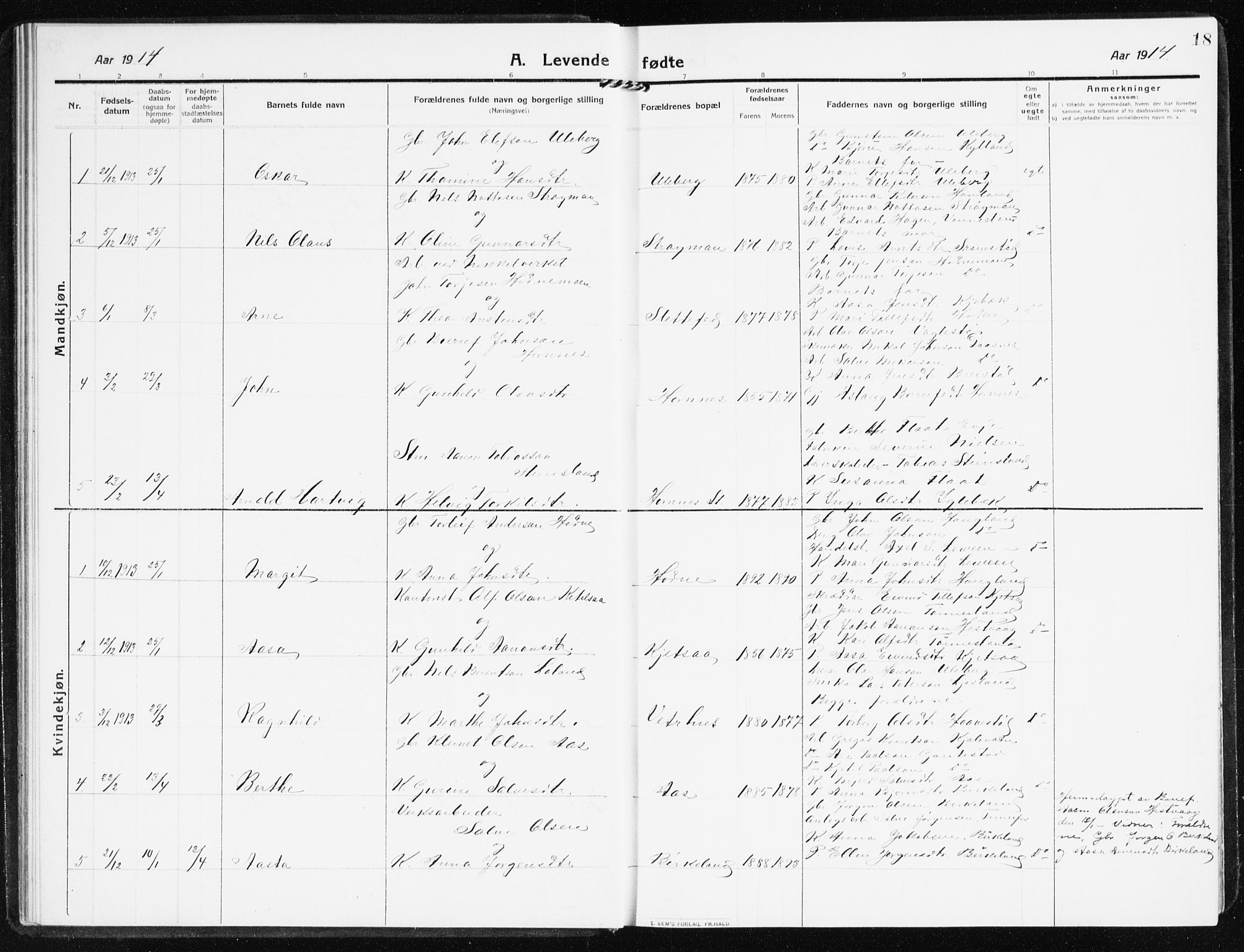 Evje sokneprestkontor, AV/SAK-1111-0008/F/Fb/Fbb/L0003: Parish register (copy) no. B 3, 1910-1933, p. 18