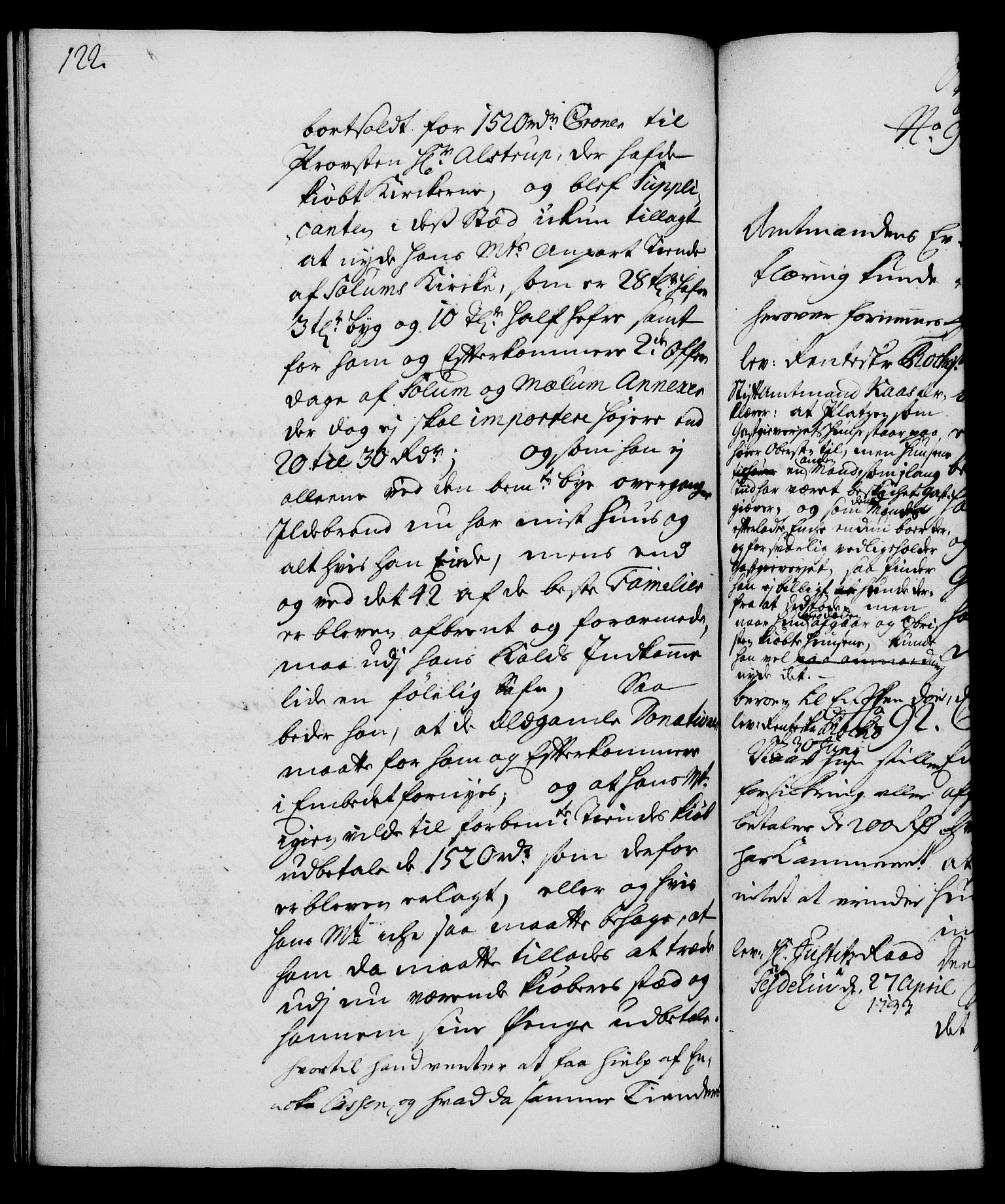 Rentekammeret, Kammerkanselliet, RA/EA-3111/G/Gh/Gha/L0015: Norsk ekstraktmemorialprotokoll (merket RK 53.60), 1733, p. 122