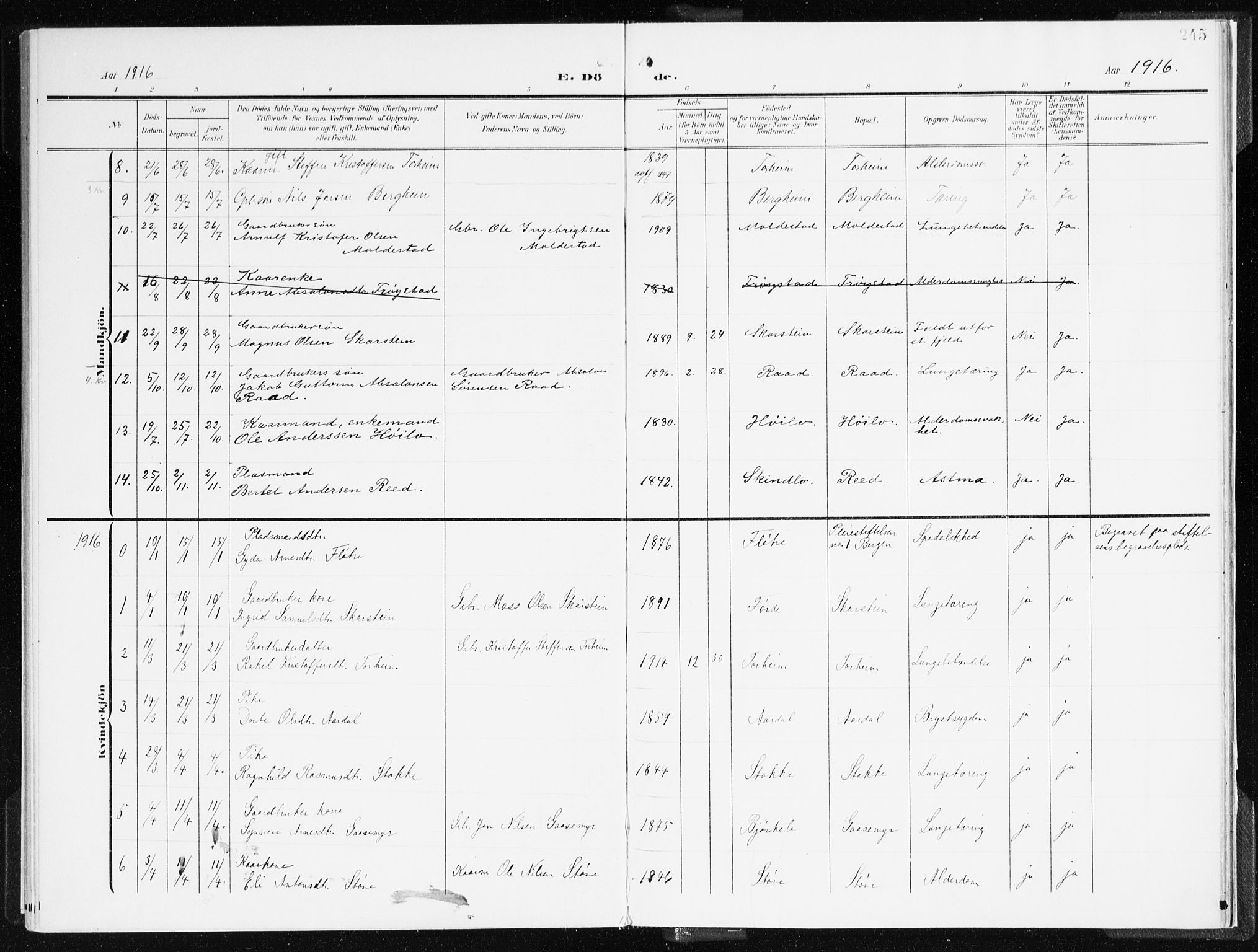 Gloppen sokneprestembete, AV/SAB-A-80101/H/Haa/Haac/L0003: Parish register (official) no. C 3, 1904-1921, p. 245