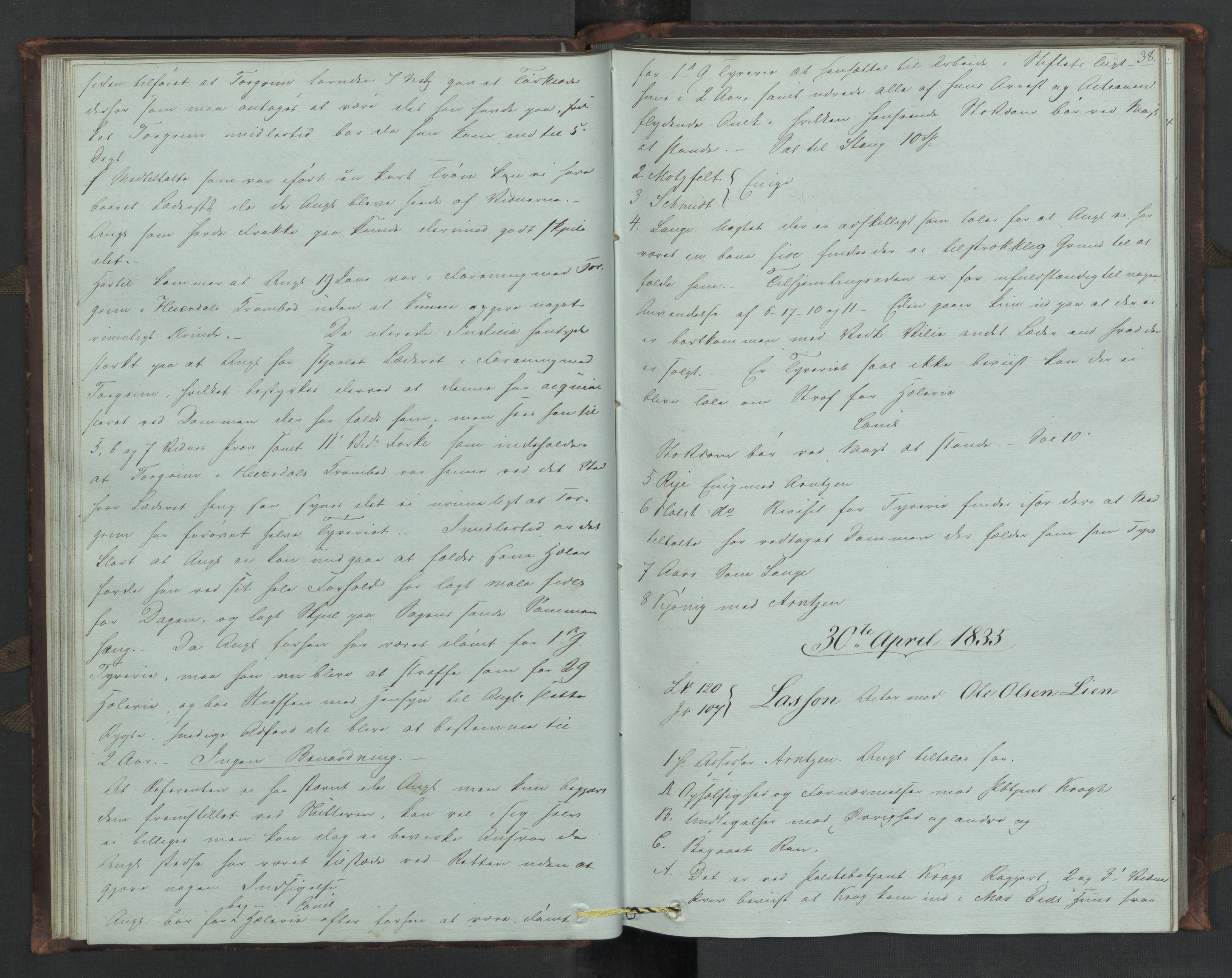 Høyesterett, AV/RA-S-1002/E/Eb/Eba/L0023/0001: Voteringsprotokoller / Voteringsprotokoll, 1835, p. 37b-38a