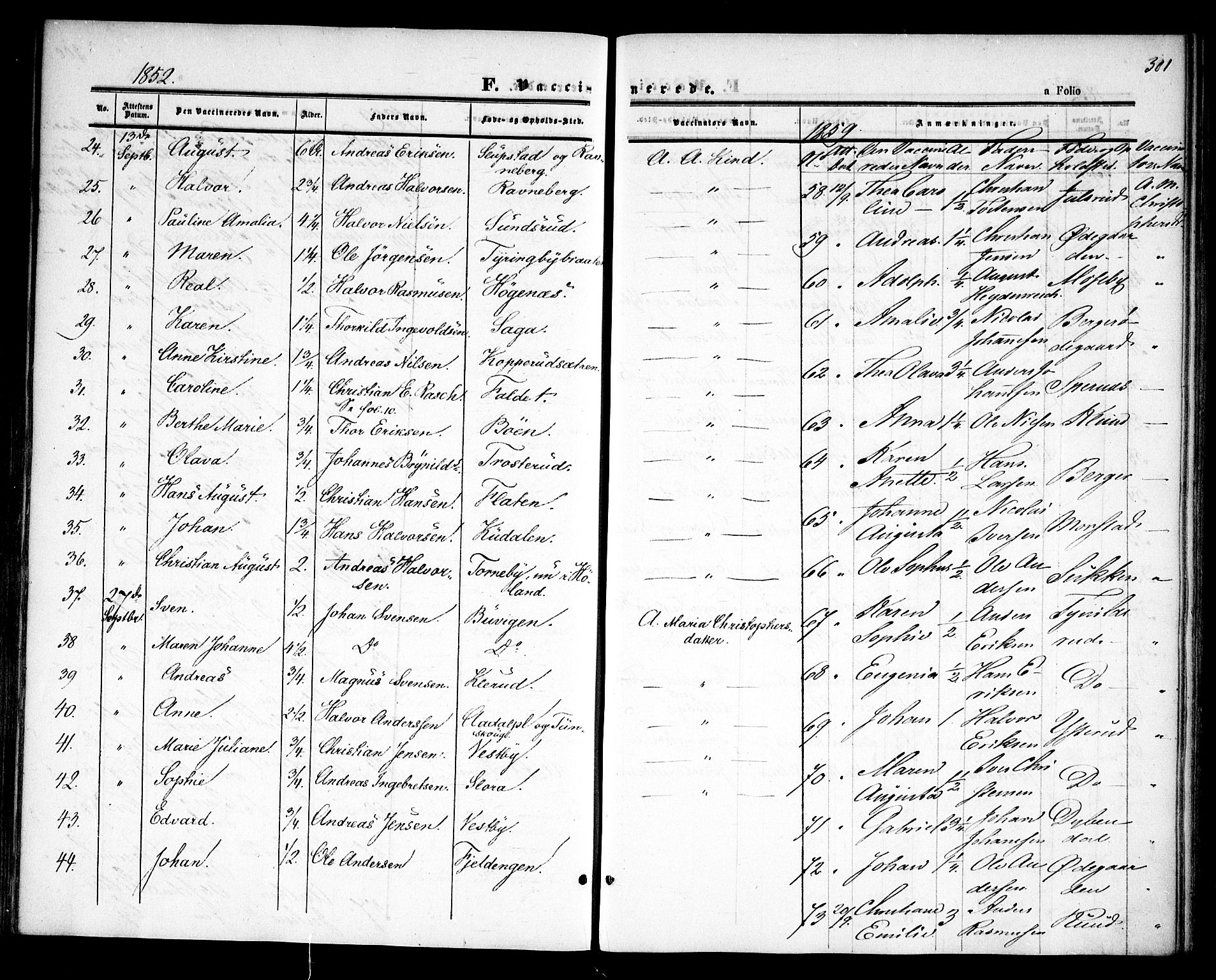 Rødenes prestekontor Kirkebøker, AV/SAO-A-2005/F/Fa/L0006: Parish register (official) no. I 6, 1850-1859, p. 301