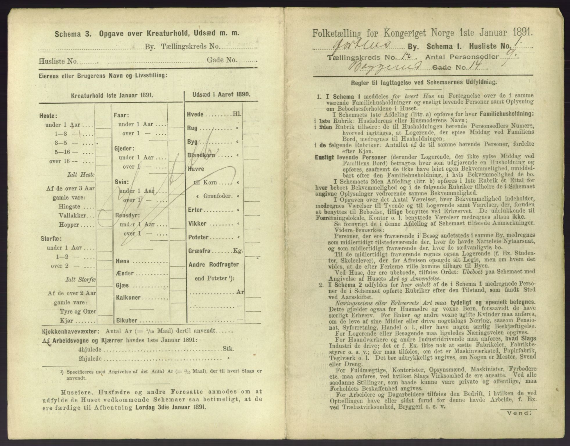 RA, 1891 census for 0703 Horten, 1891, p. 1357