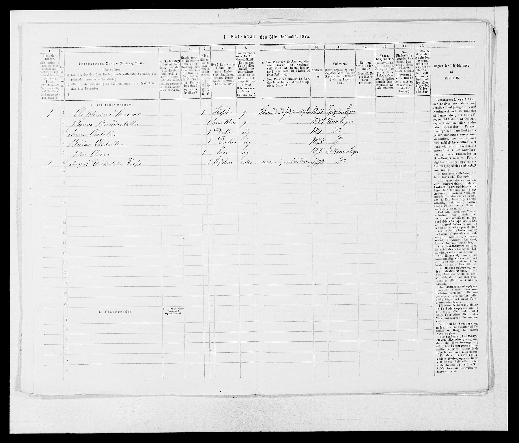 SAB, 1875 census for 1419P Leikanger, 1875, p. 118