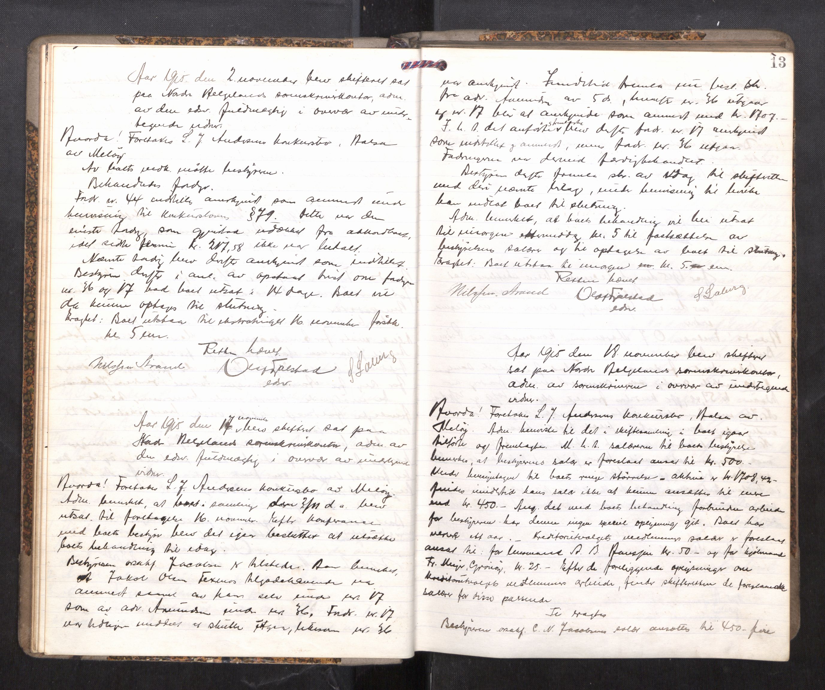 Rana sorenskriveri , AV/SAT-A-1108/1/3/3B/L0010: Skiftebehandlingsprotokoll, 1915-1918, p. 13