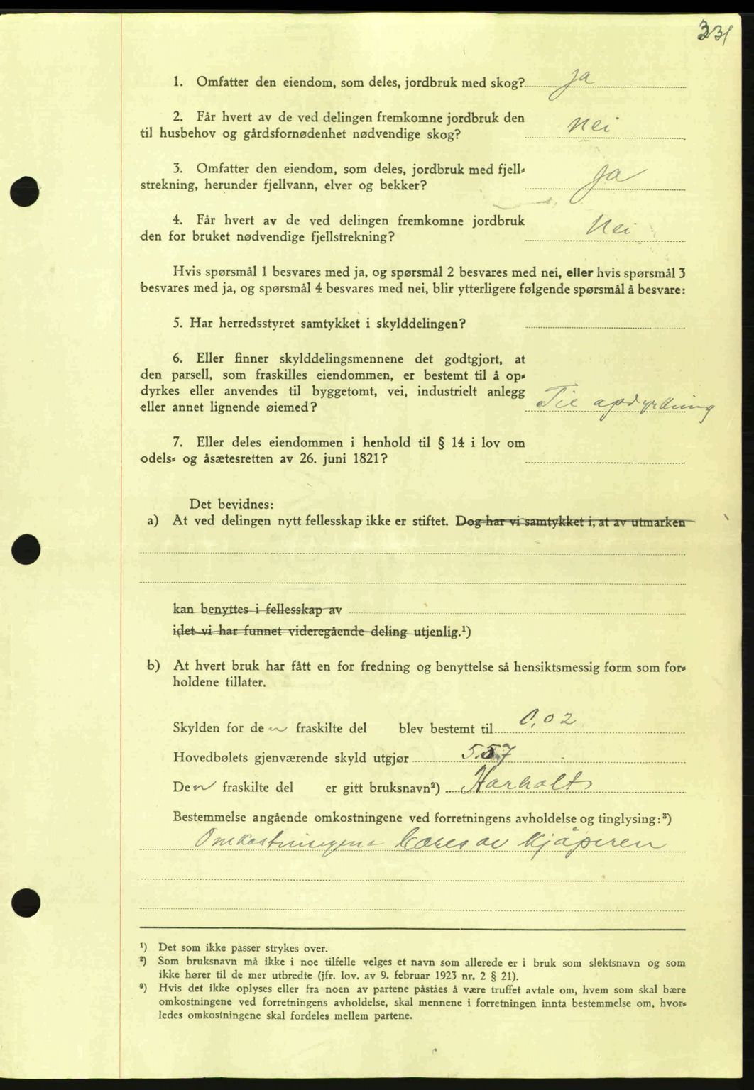 Nordmøre sorenskriveri, AV/SAT-A-4132/1/2/2Ca: Mortgage book no. A96, 1943-1944, Diary no: : 2312/1943