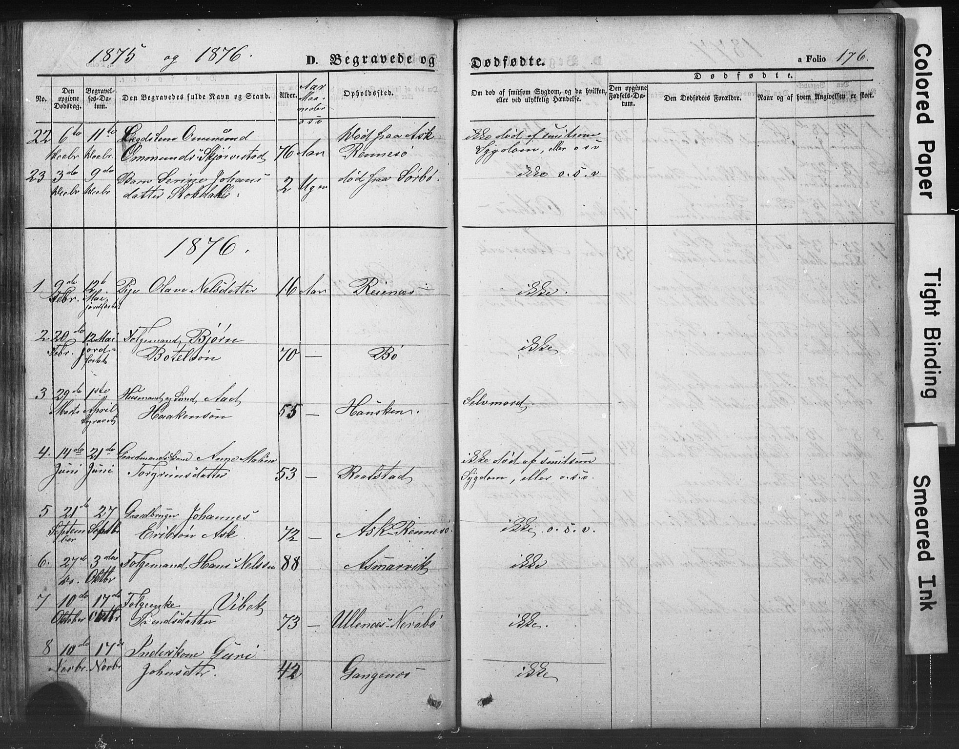 Rennesøy sokneprestkontor, SAST/A -101827/H/Ha/Hab/L0002: Parish register (copy) no. B 2, 1852-1880, p. 176