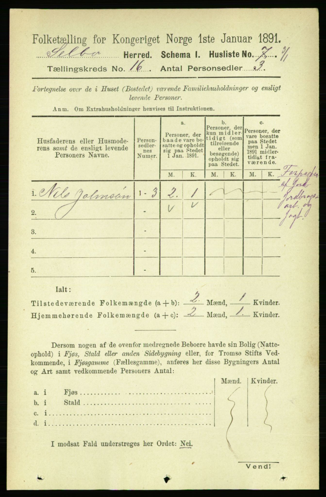 RA, 1891 census for 1664 Selbu, 1891, p. 5693