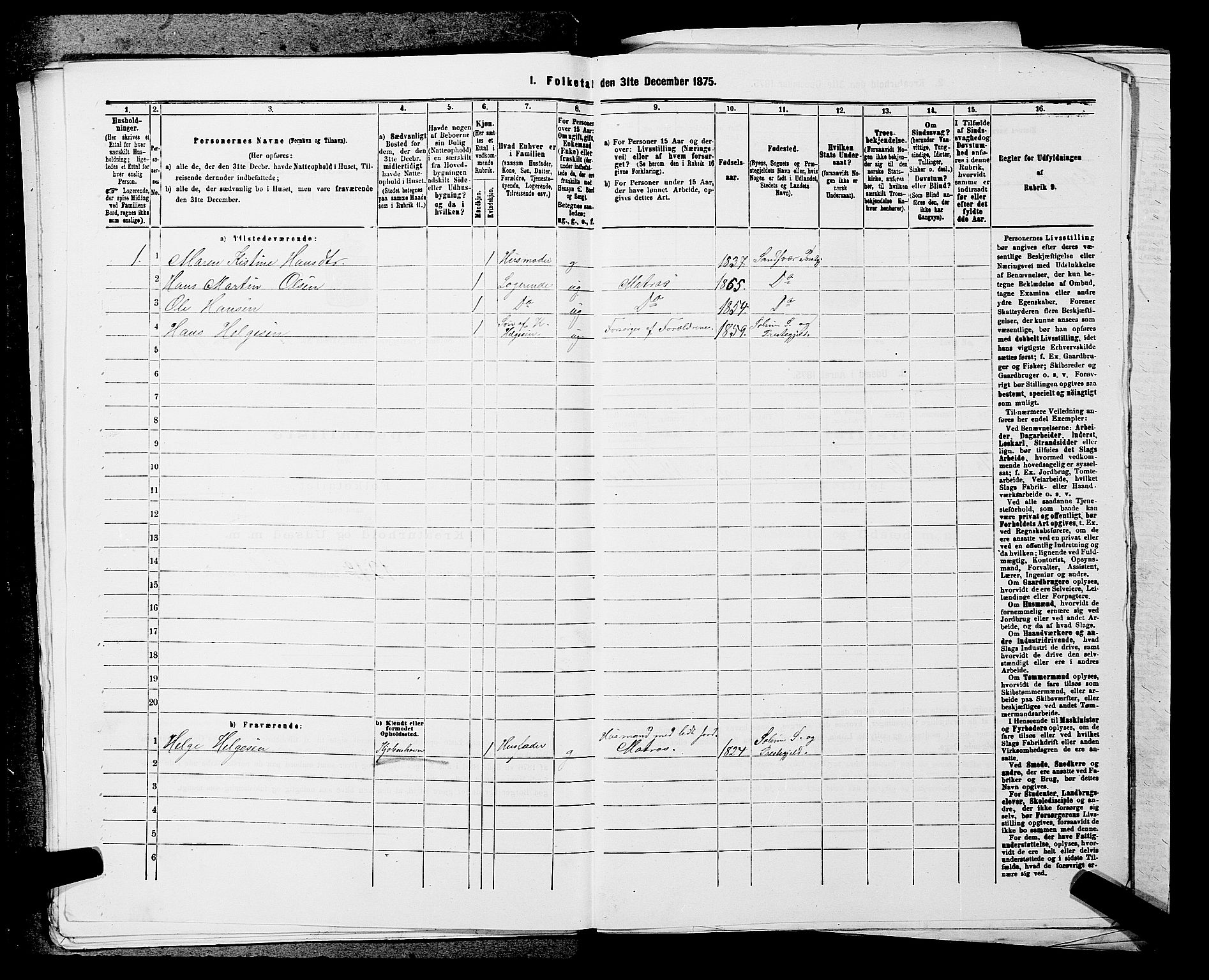 SAKO, 1875 census for 0818P Solum, 1875, p. 263