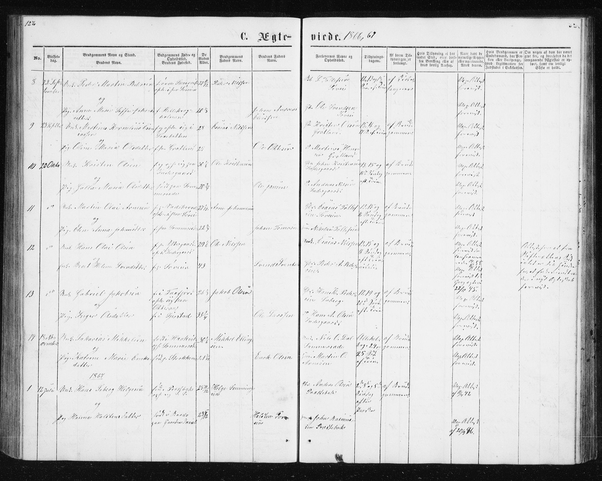 Ibestad sokneprestembete, SATØ/S-0077/H/Ha/Hab/L0013klokker: Parish register (copy) no. 13, 1865-1879, p. 127