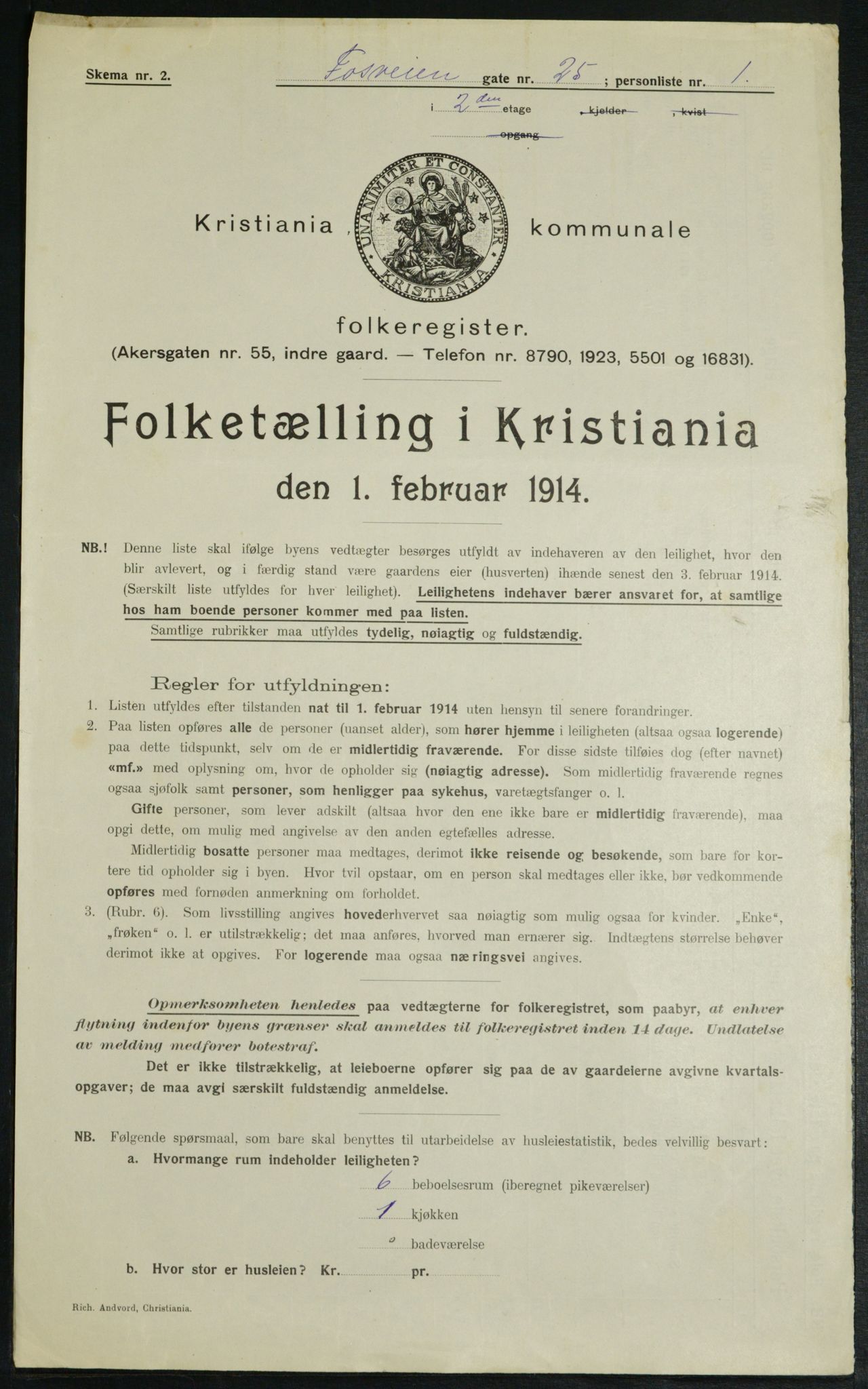 OBA, Municipal Census 1914 for Kristiania, 1914, p. 25447