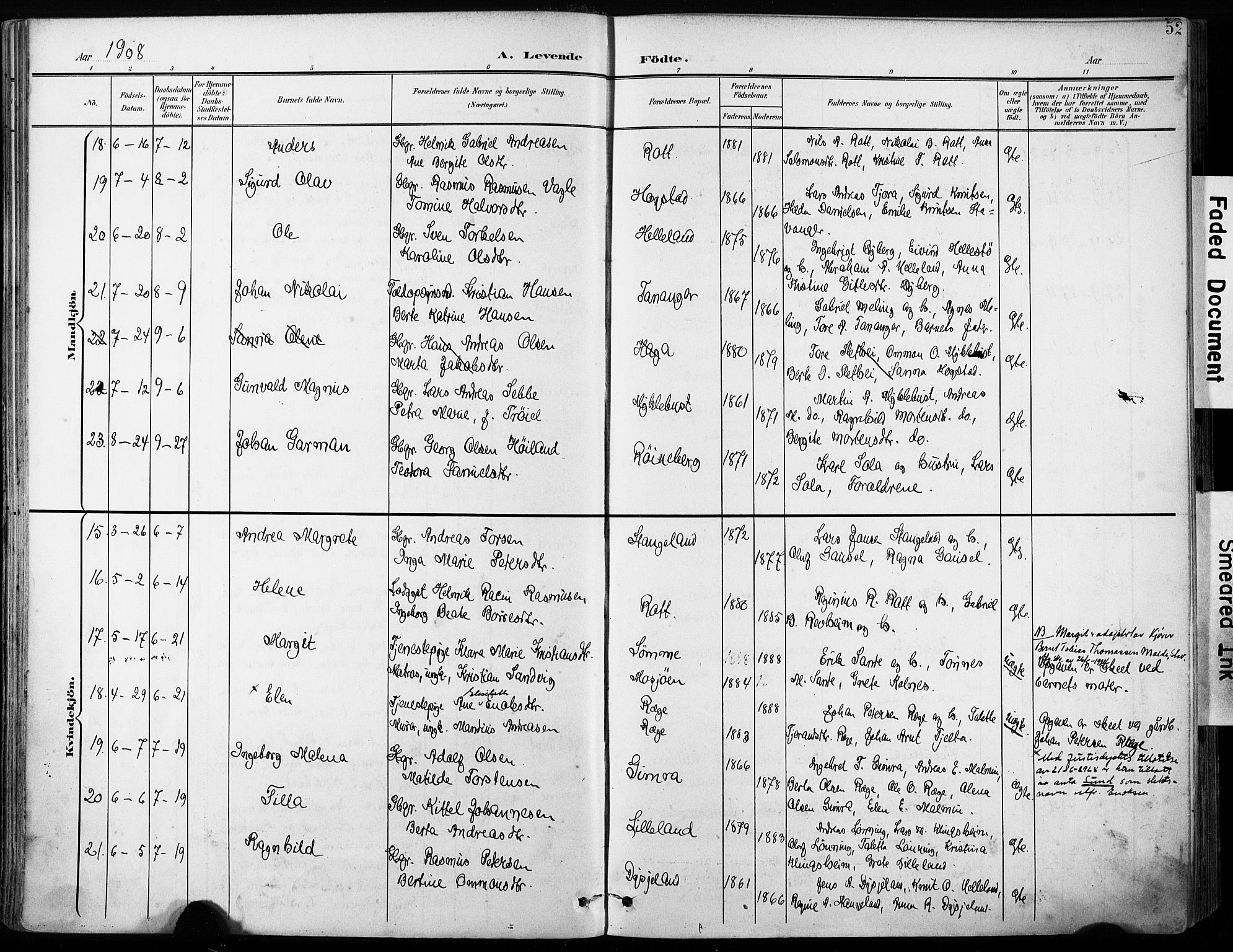 Håland sokneprestkontor, AV/SAST-A-101802/001/30BA/L0013: Parish register (official) no. A 12, 1901-1913, p. 53