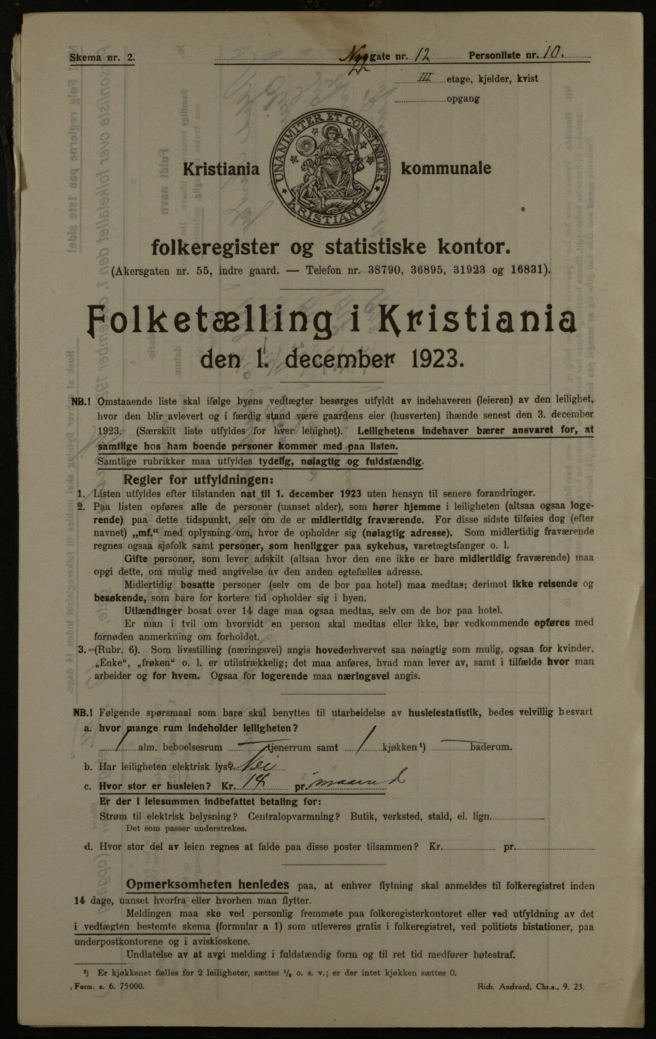 OBA, Municipal Census 1923 for Kristiania, 1923, p. 81279