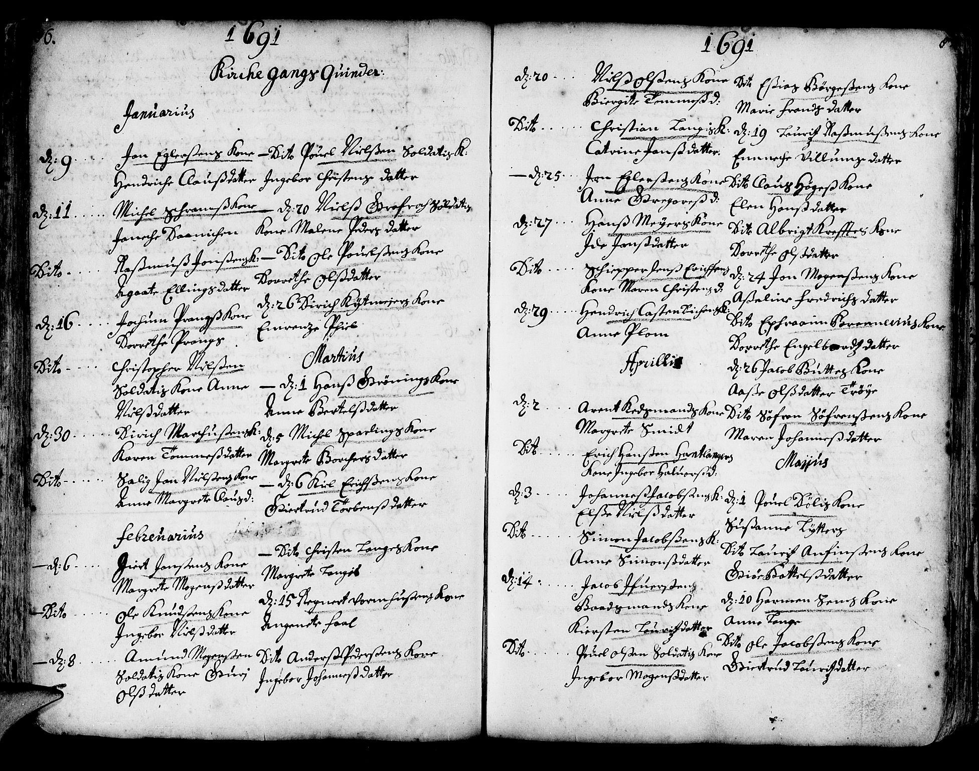 Korskirken sokneprestembete, AV/SAB-A-76101/H/Haa/L0002: Parish register (official) no. A 2, 1688-1697, p. 86-87