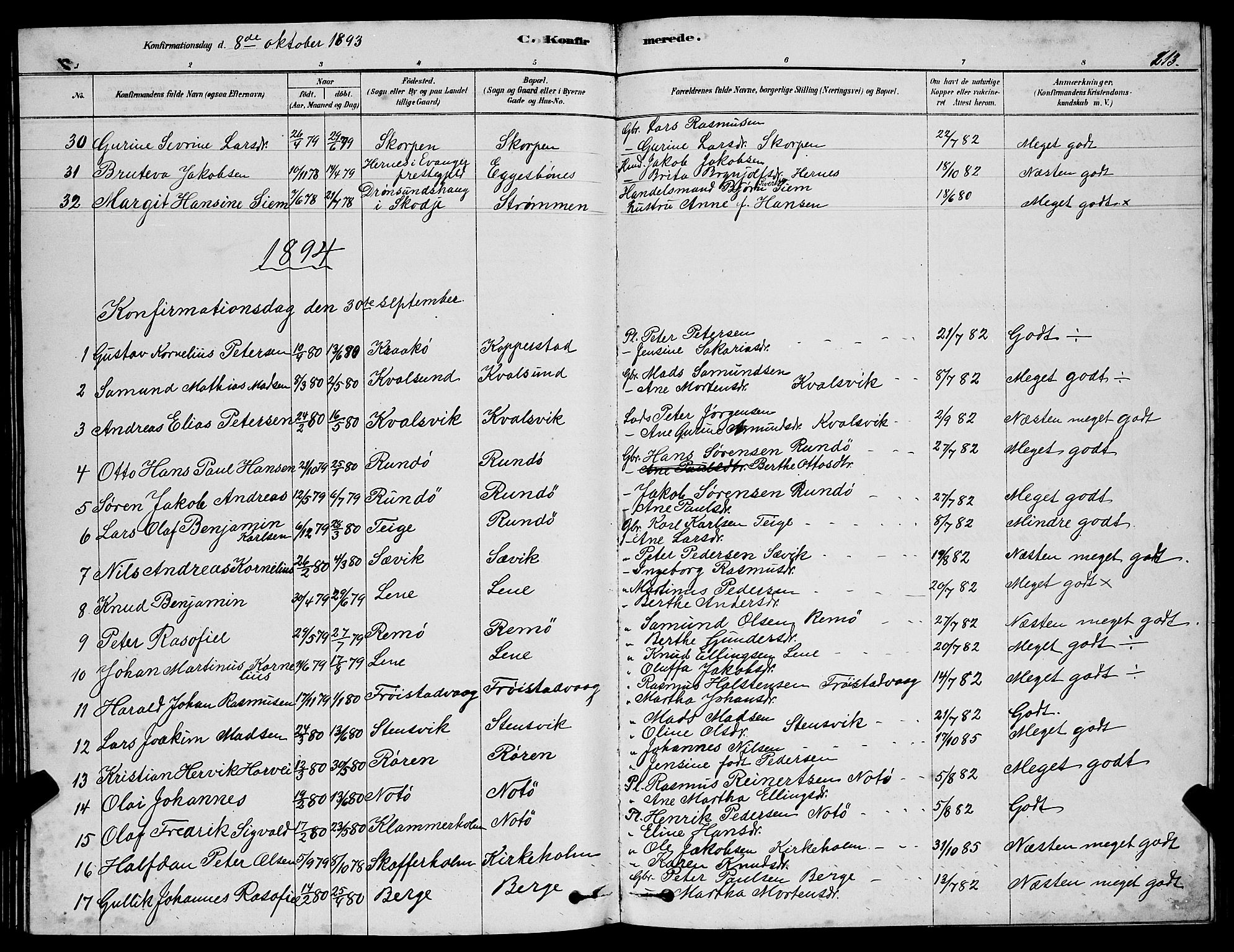 Ministerialprotokoller, klokkerbøker og fødselsregistre - Møre og Romsdal, SAT/A-1454/507/L0081: Parish register (copy) no. 507C04, 1878-1898, p. 213